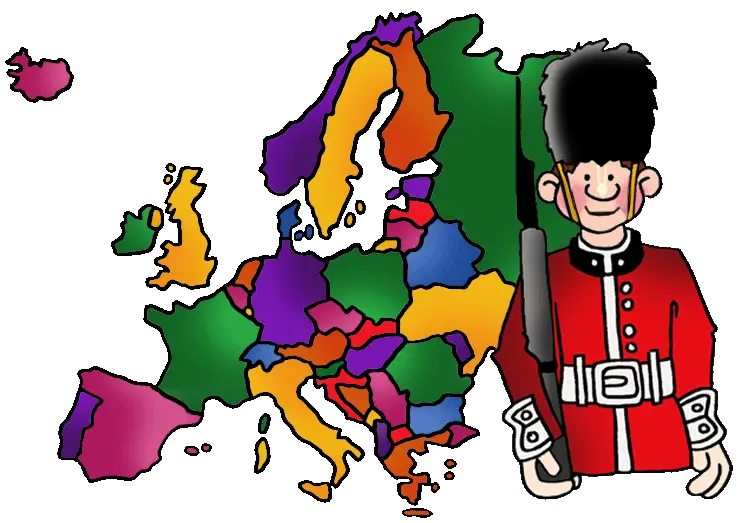 Colorful Europe Map with Guard