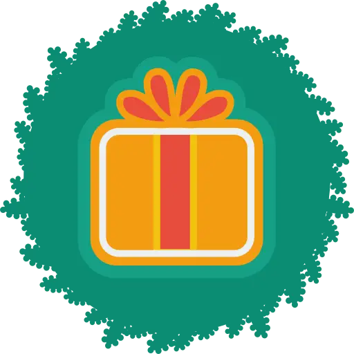 Gift Box Illustration with Festive Green Border