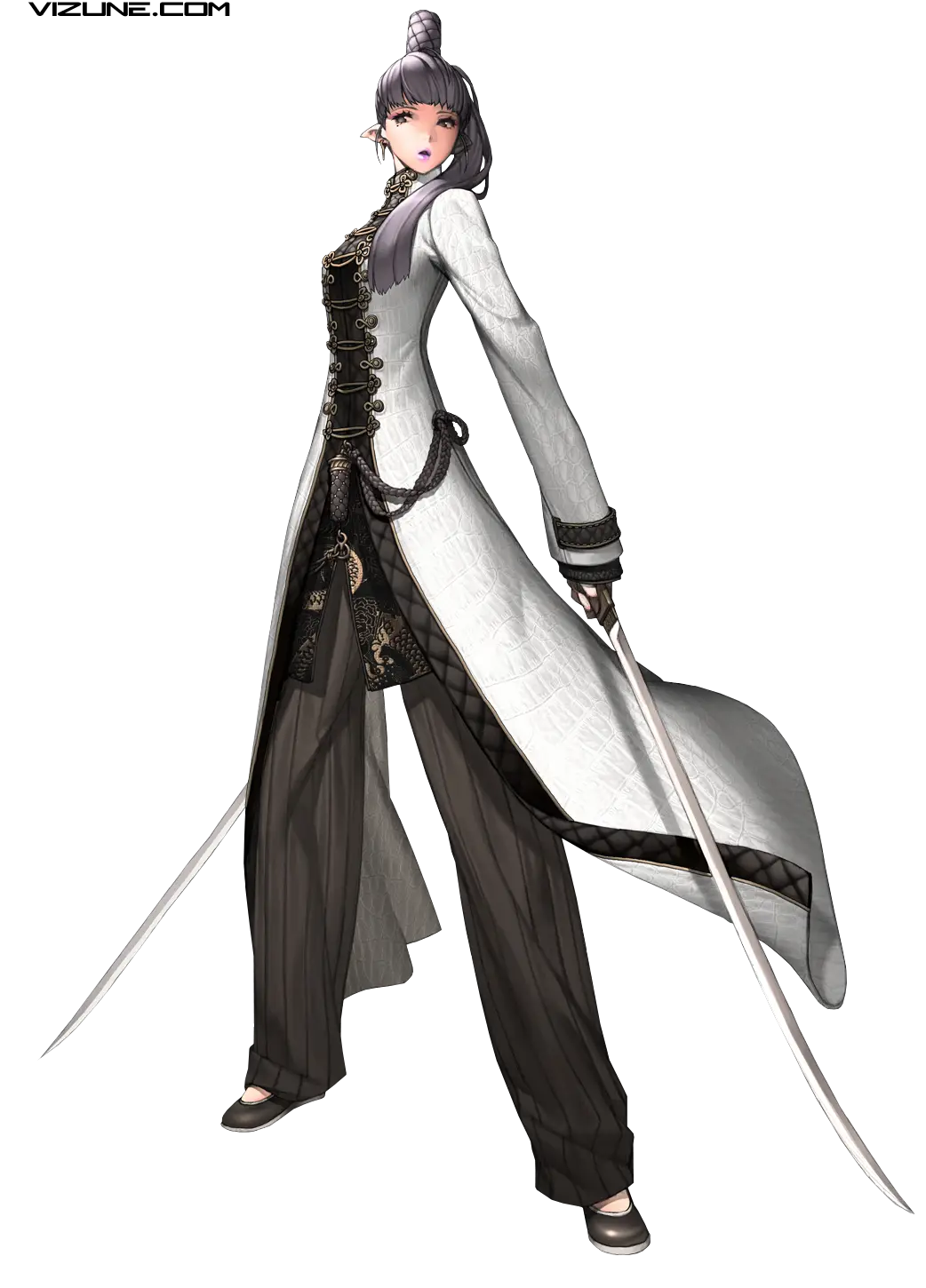 Animated Warrior Character with Swords