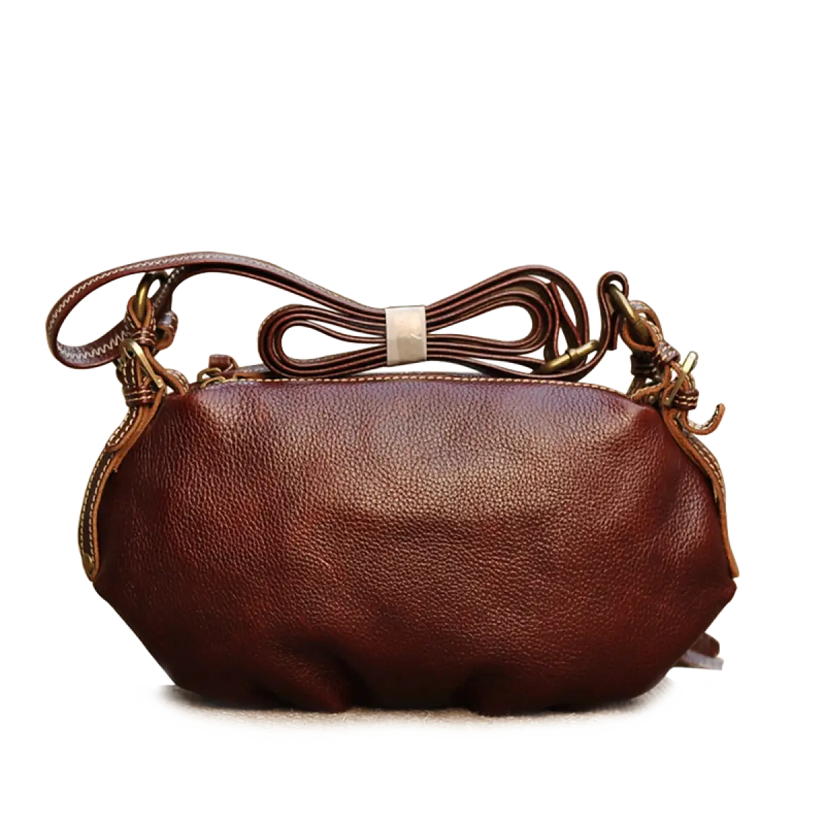 Brown Leather Handbag with Handle