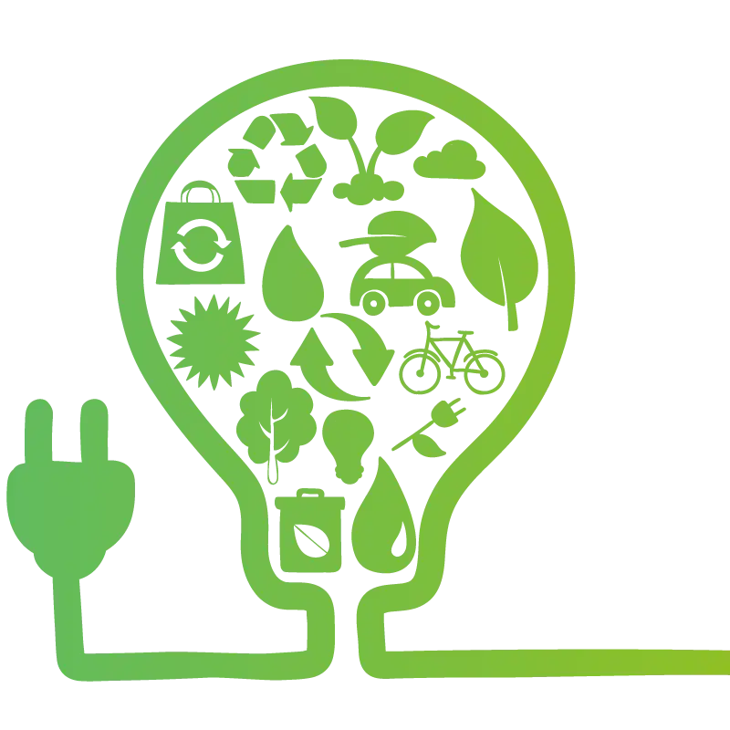 Green Light Bulb with Eco Icons Illustration
