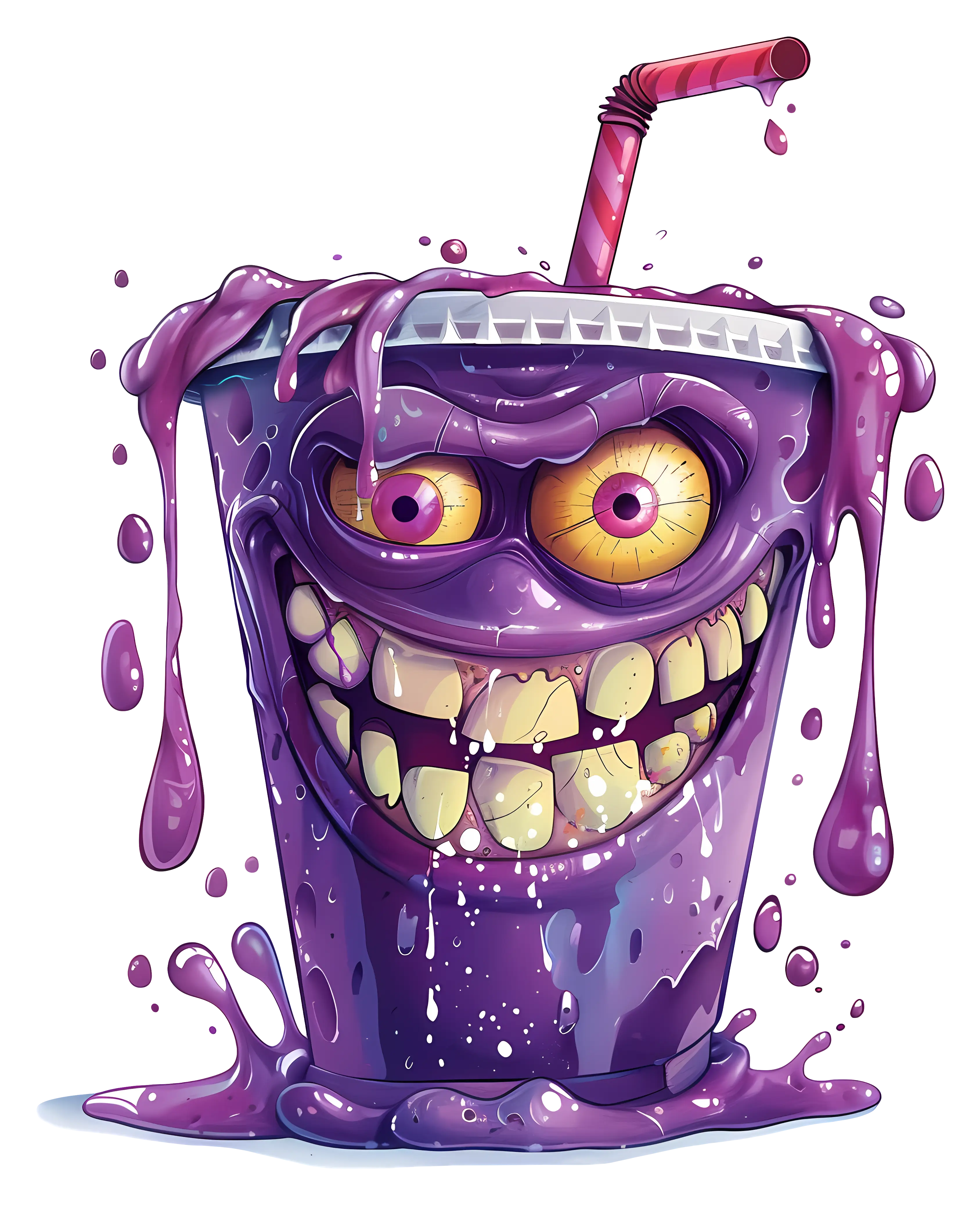 Purple Monster Drink Cartoon Illustration