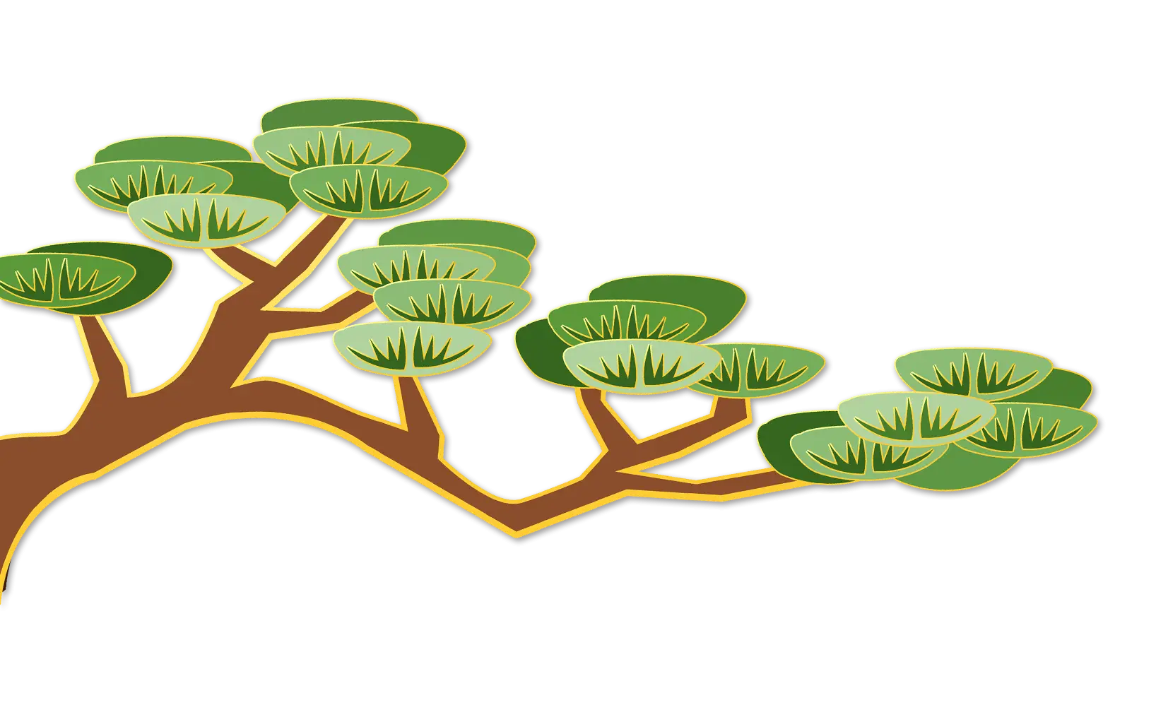Bonsai Tree Illustration with Green Branches