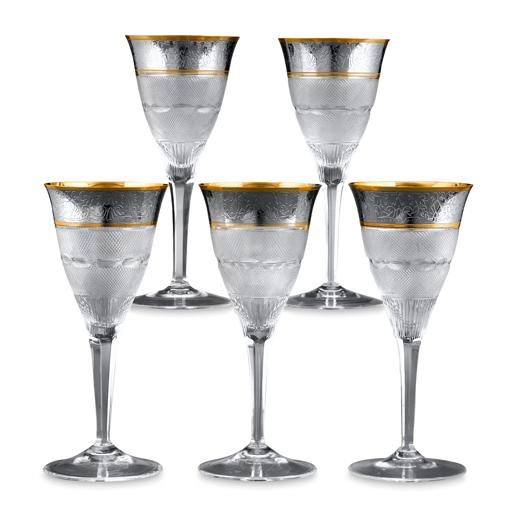 Elegant Wine Glasses with Gold Rim