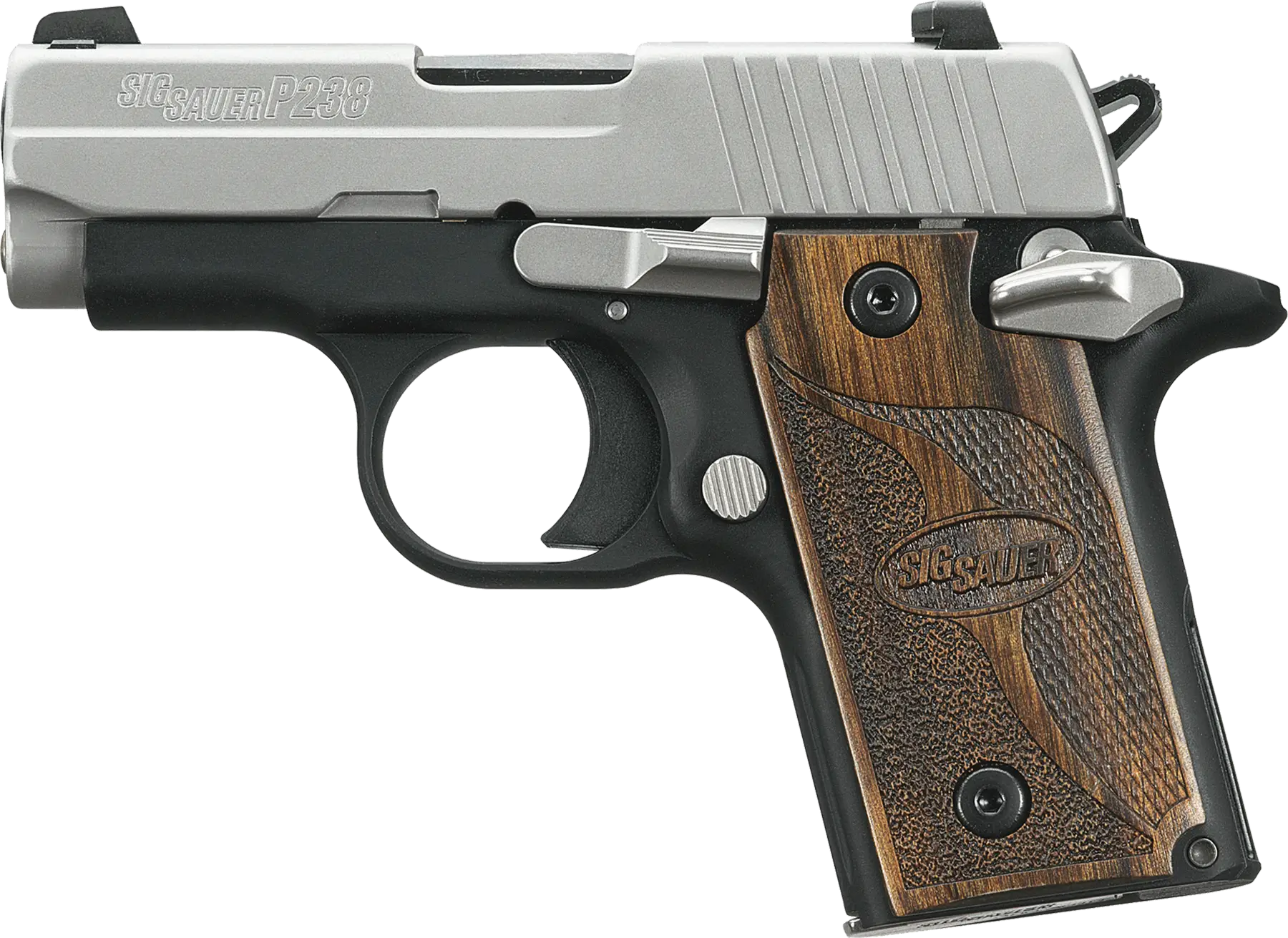 Handgun with Polished Wooden Grip