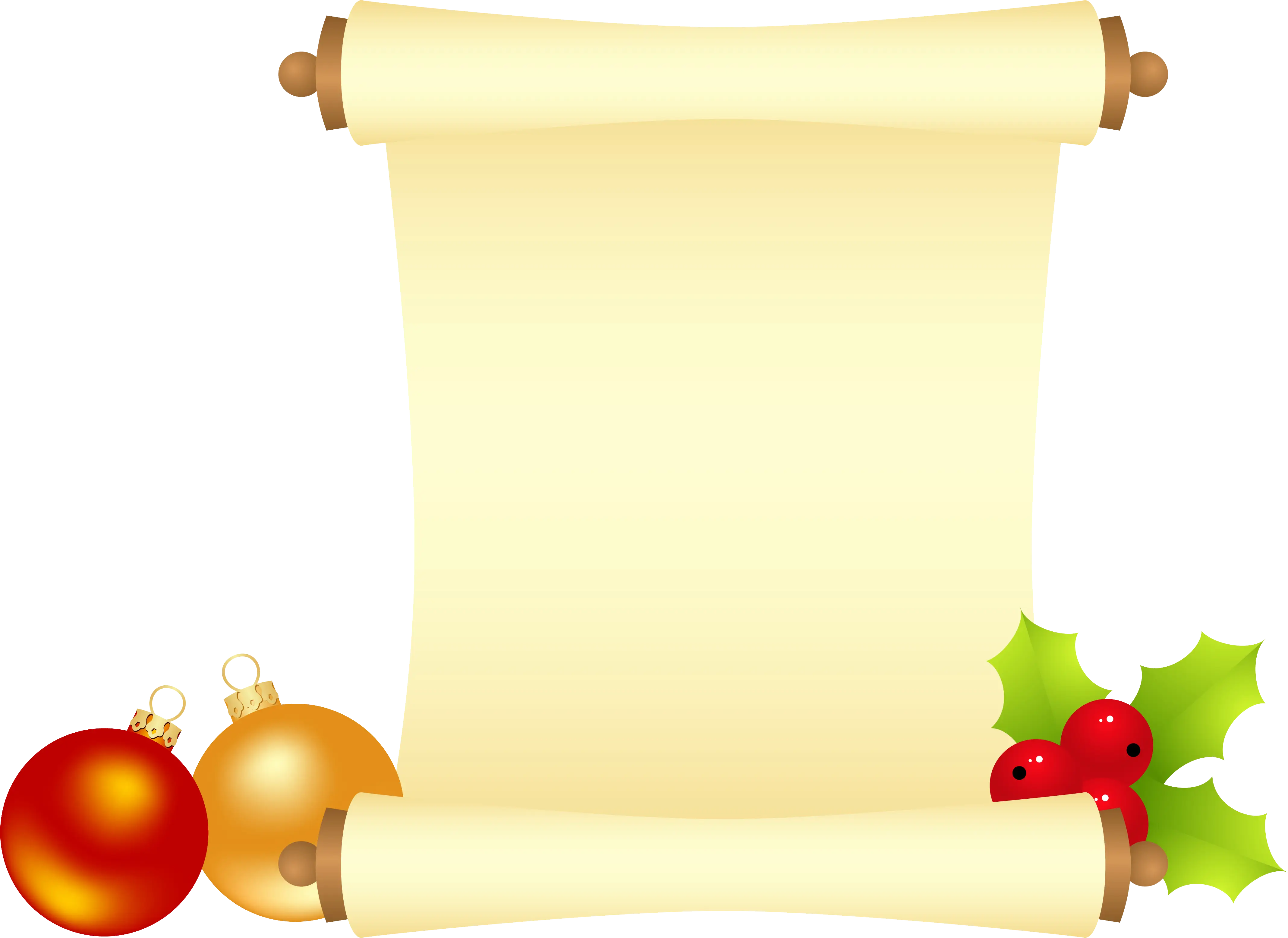Christmas Scroll with Festive Decorations
