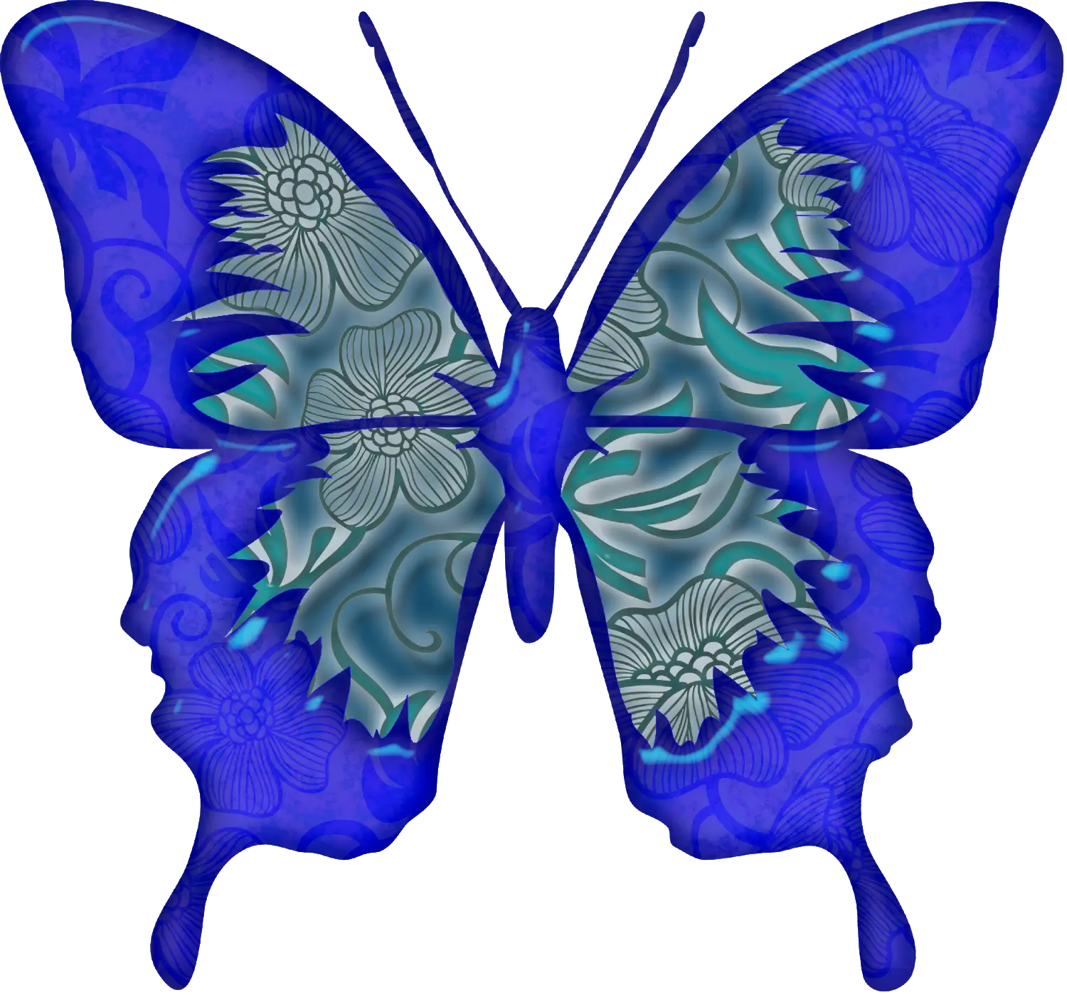 Blue Butterfly with Decorative Patterns