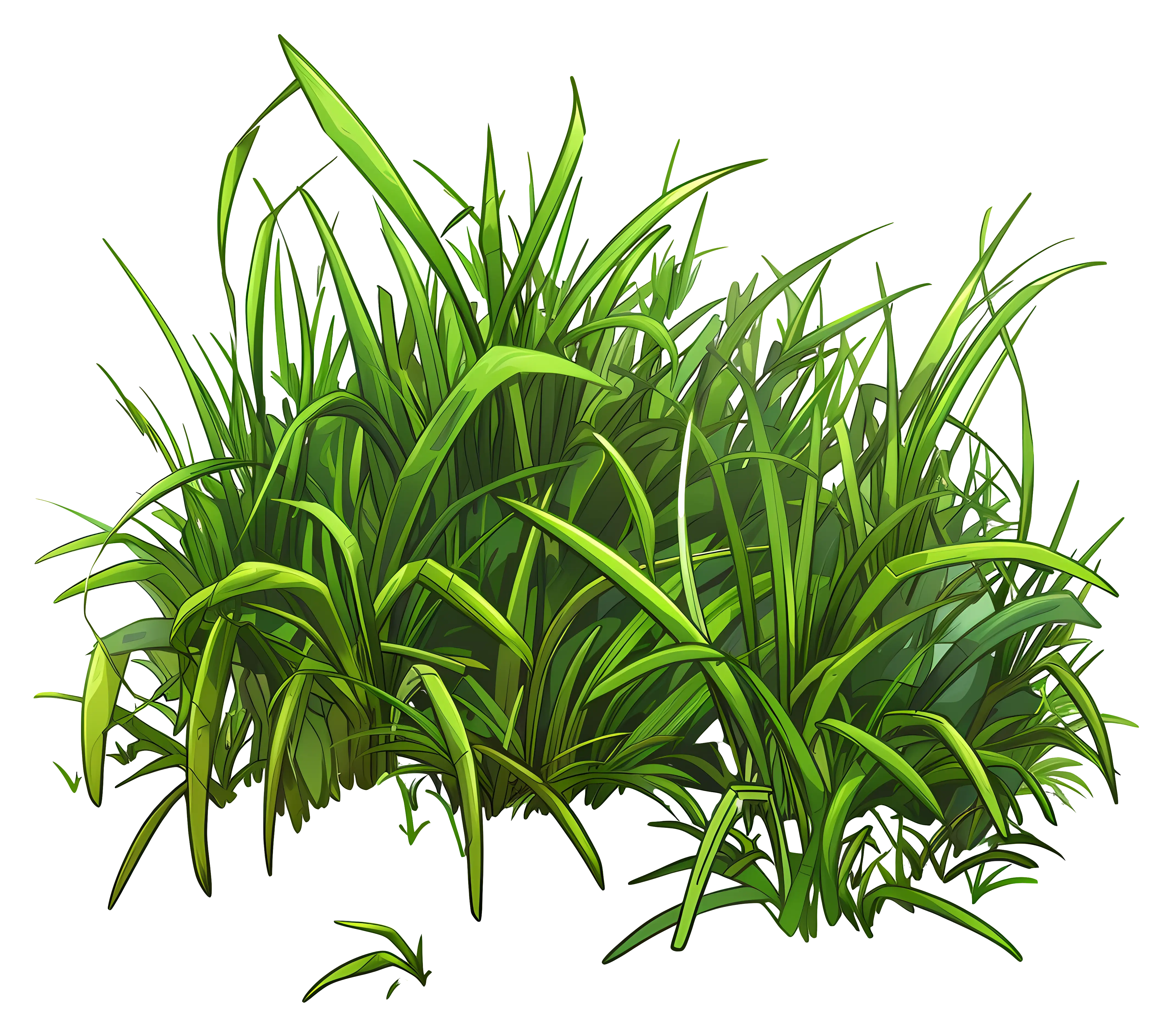 Bushy Dense Green Grass Illustration