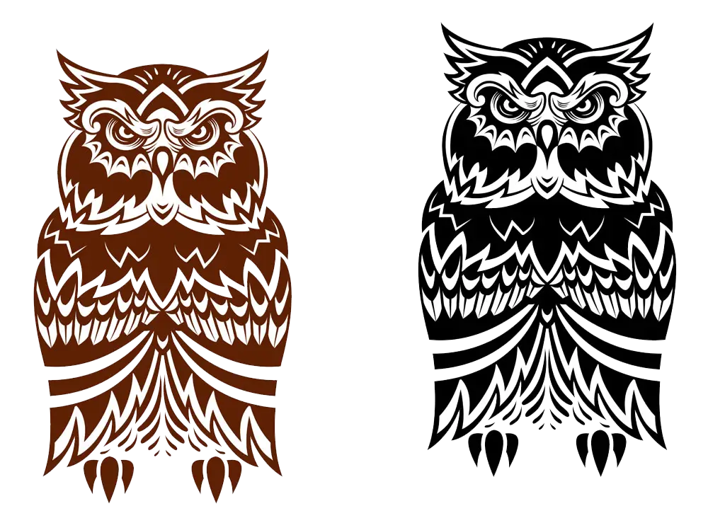 Tribal Owl Designs in Brown and Black