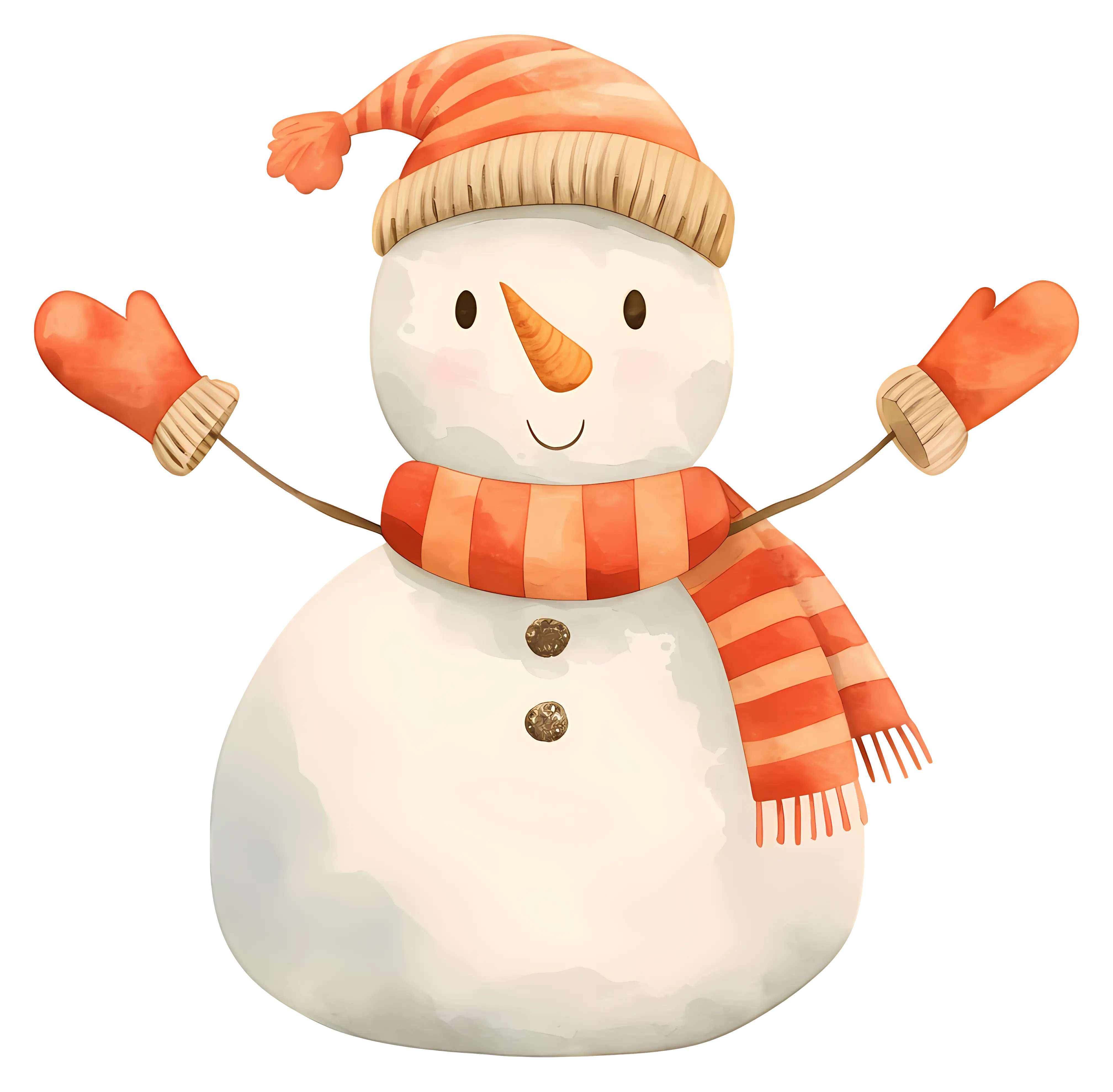 Snowman with Red Scarf and Hat