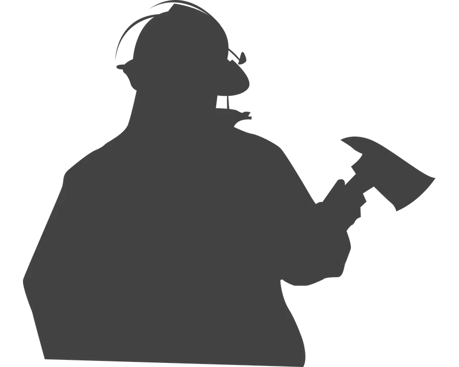 Firefighter Silhouette Holding an Axe