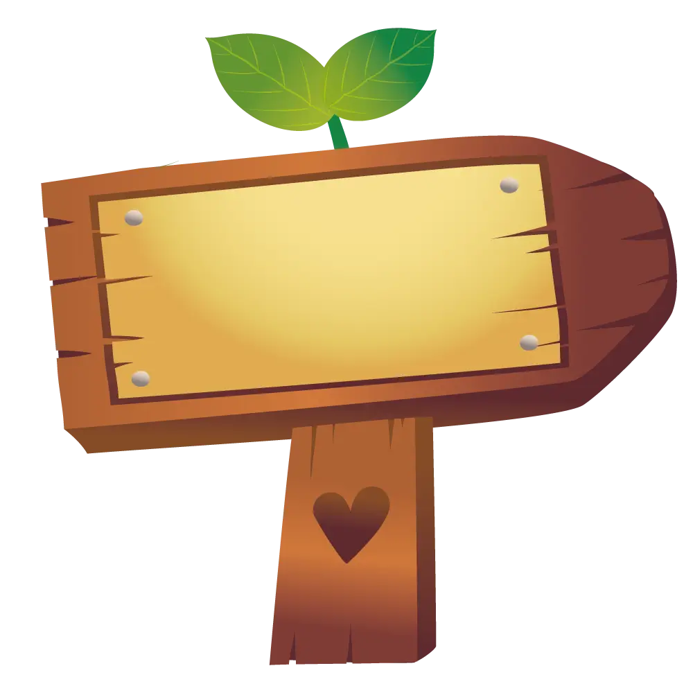 Wooden Sign with Leaf and Heart