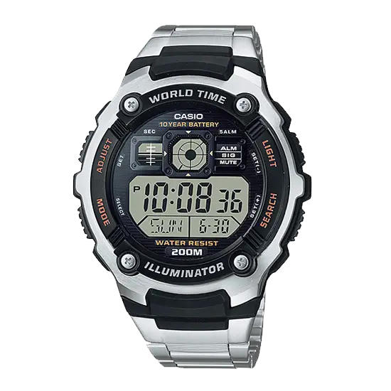 Digital Wristwatch with Black Straps