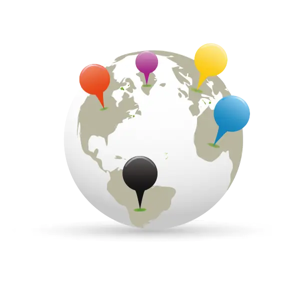 Globe with Colorful Location Pins