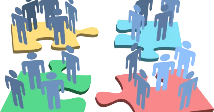Colored Puzzle Pieces with People Figures