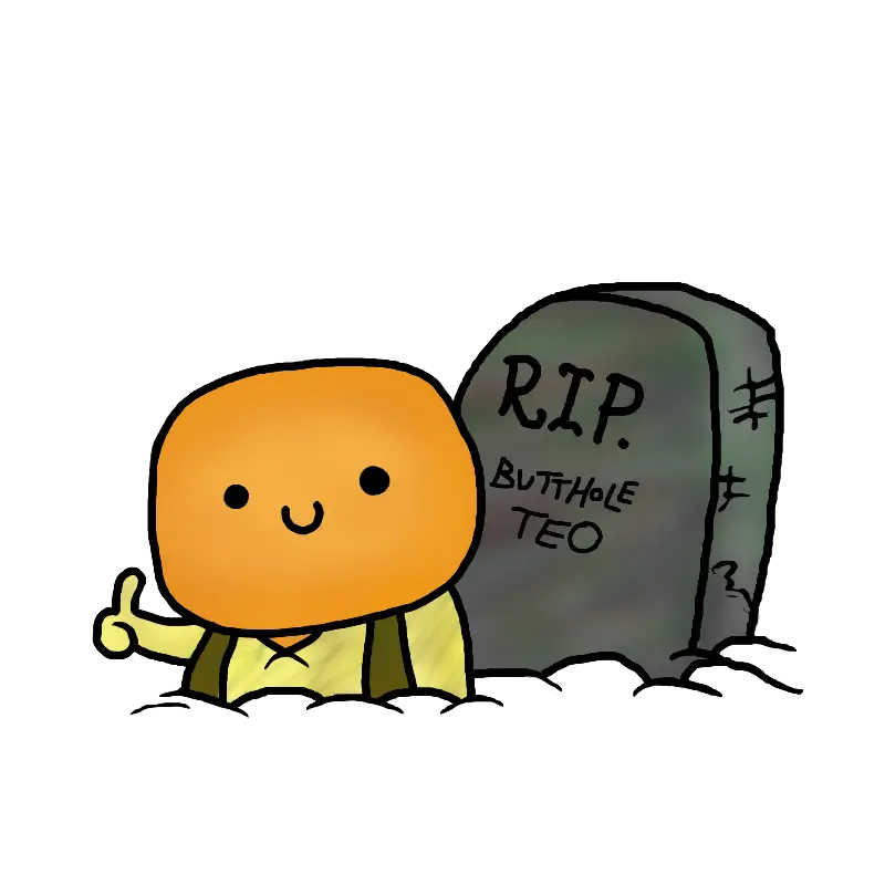 Cartoon Character with Tombstone