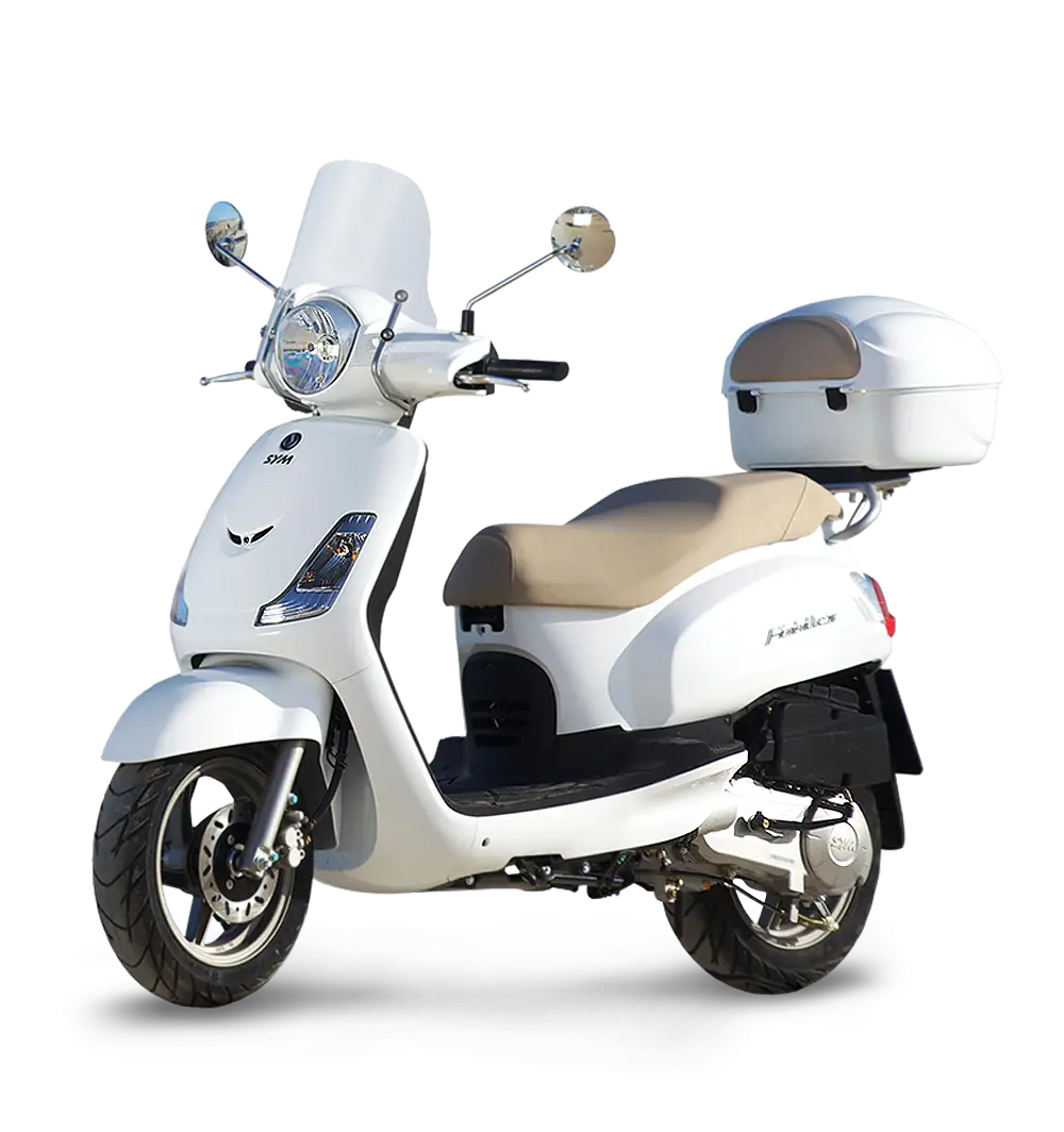 White Scooter with Rear Cargo Box