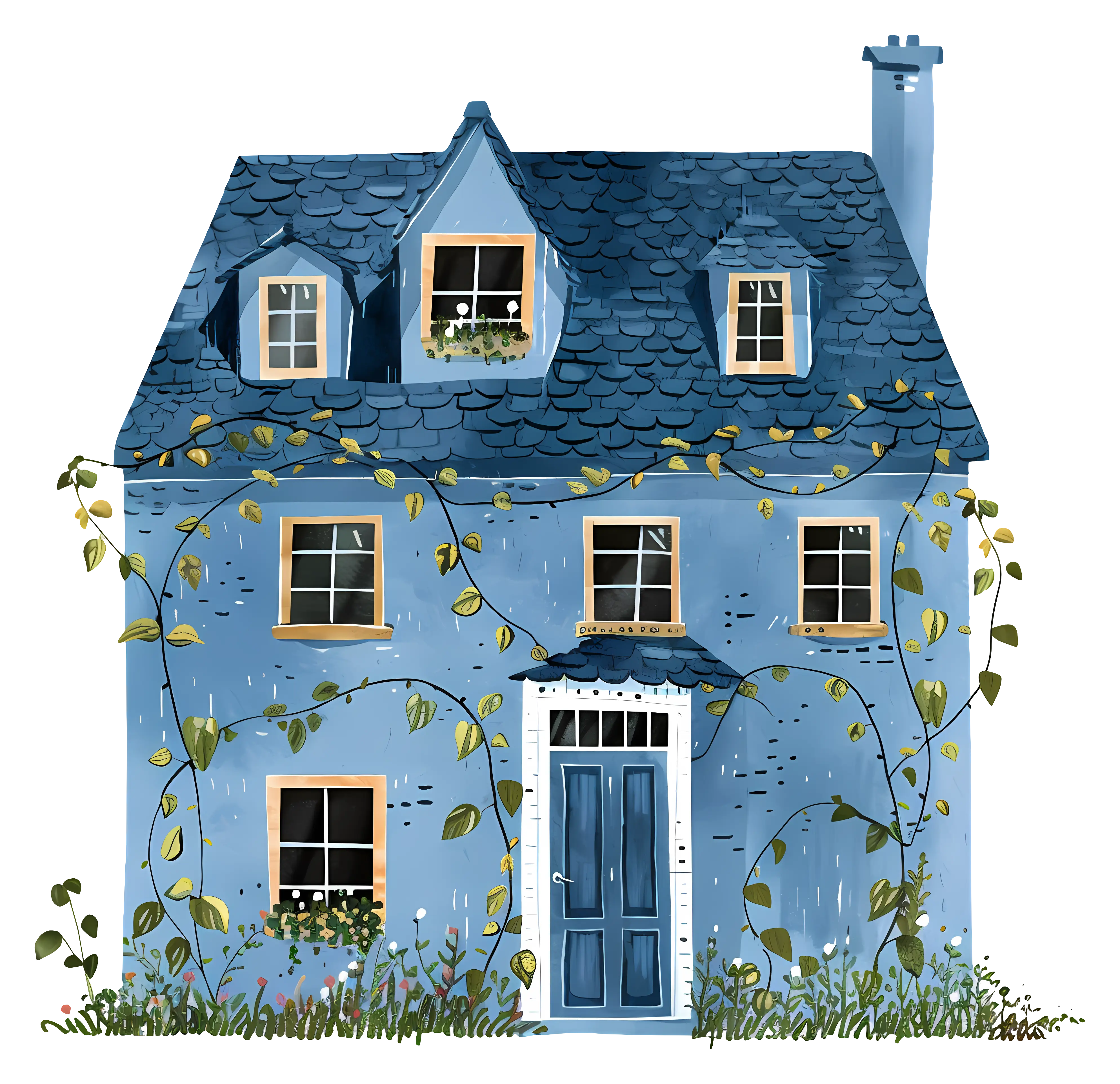 Charming Blue House with Vines