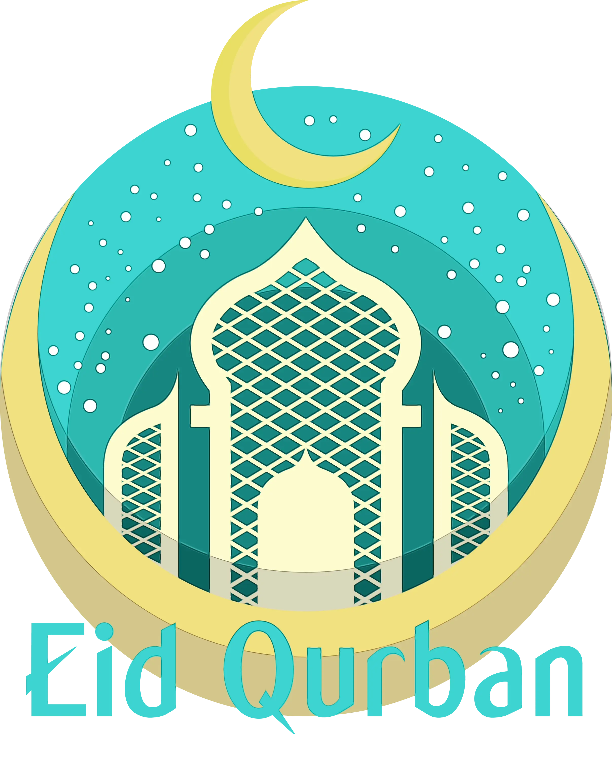 Decorative Eid Qurban Symbol with Crescent Moon