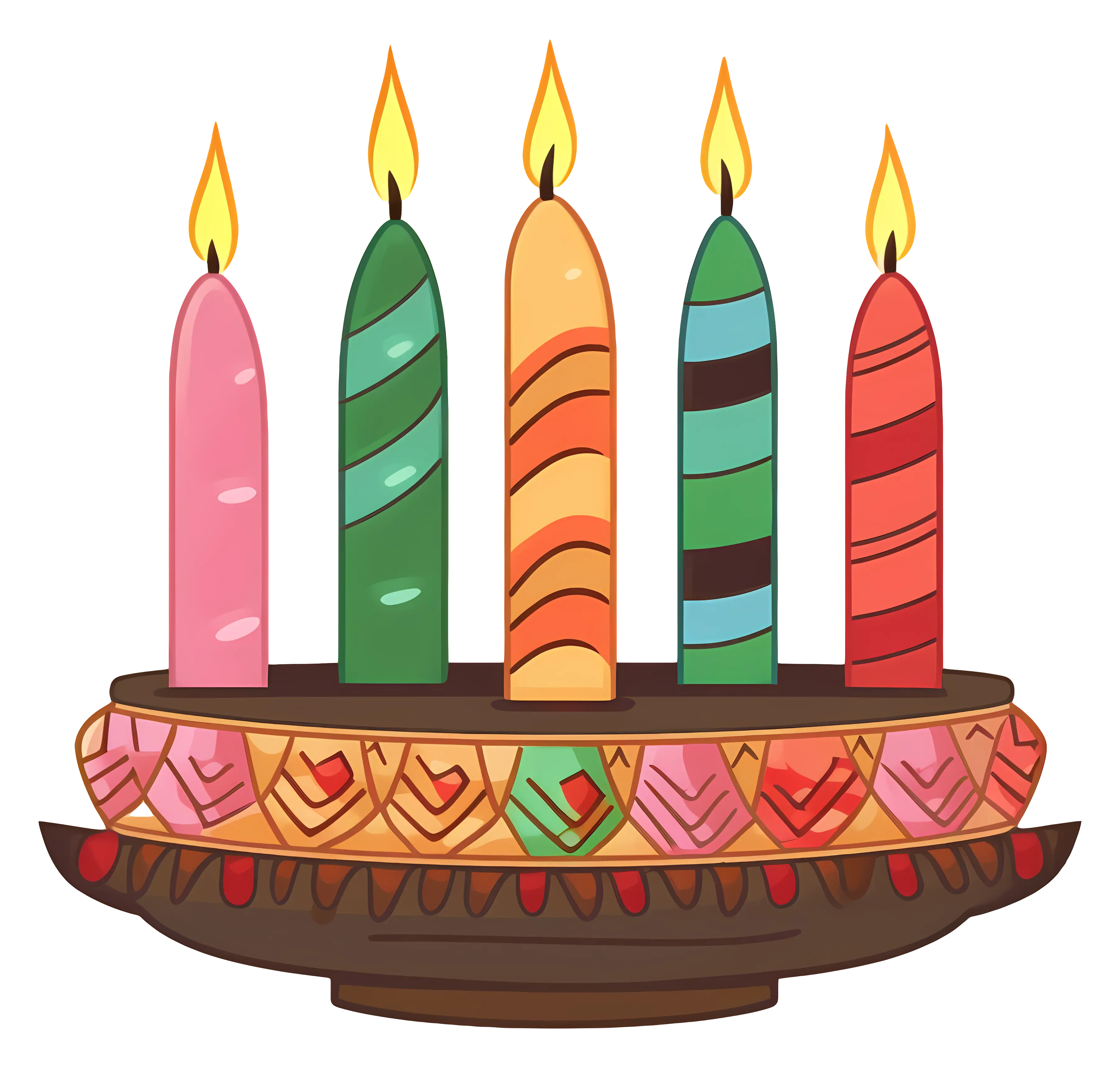 Colorful Candles in Decorative Holder