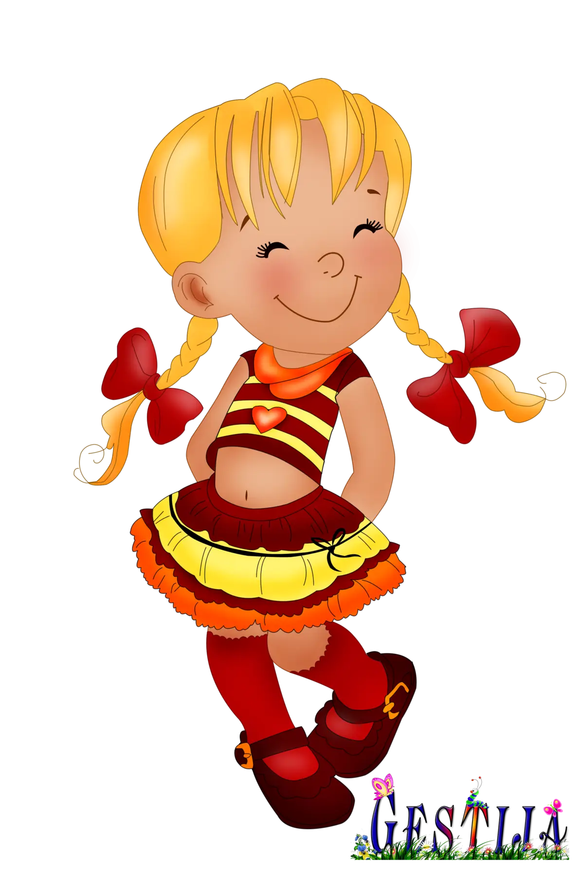 Cute Cartoon Girl with Blonde Hair
