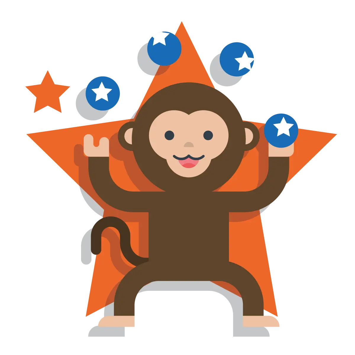 Monkey Juggling Stars and Balls Cartoon