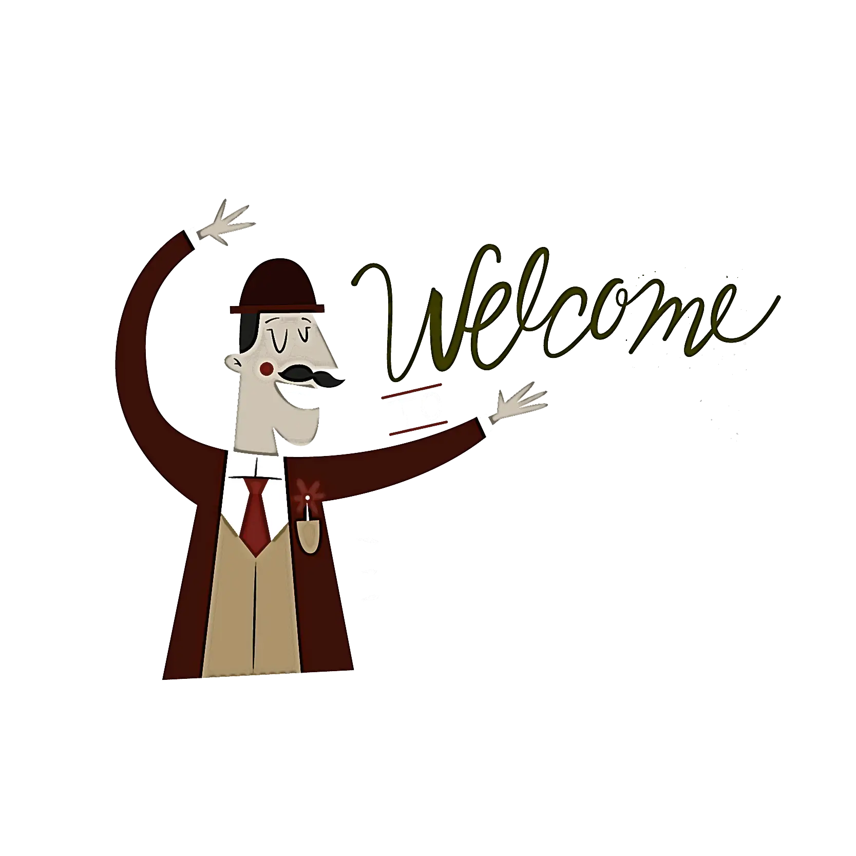 Welcome Sign with Friendly Man