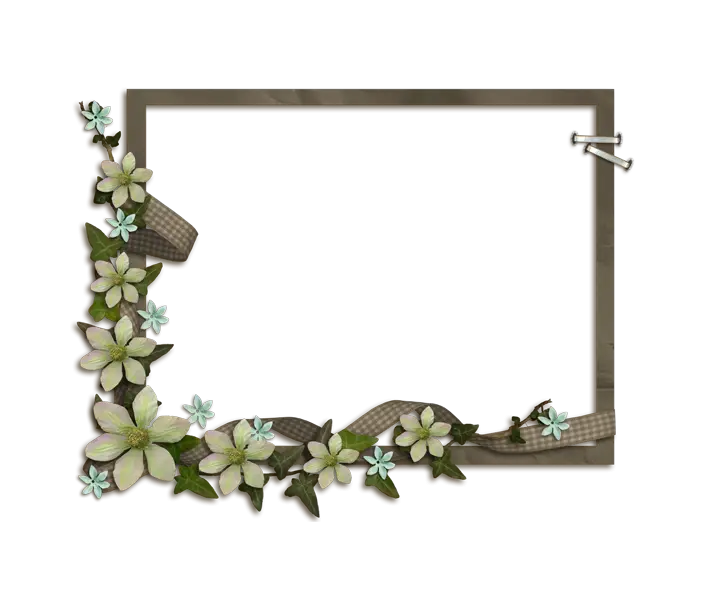 Decorative Frame Embellished with Flowers and Ribbons