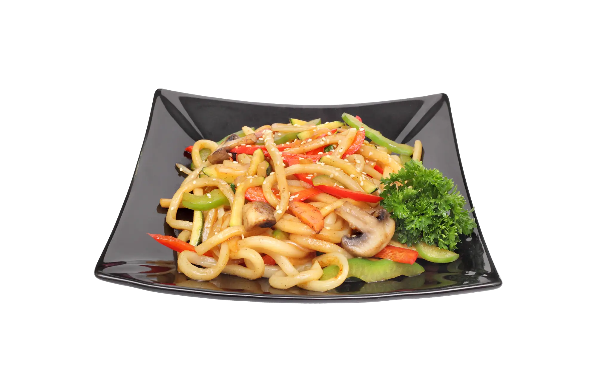 Plate of Stir-Fried Noodles with Vegetables