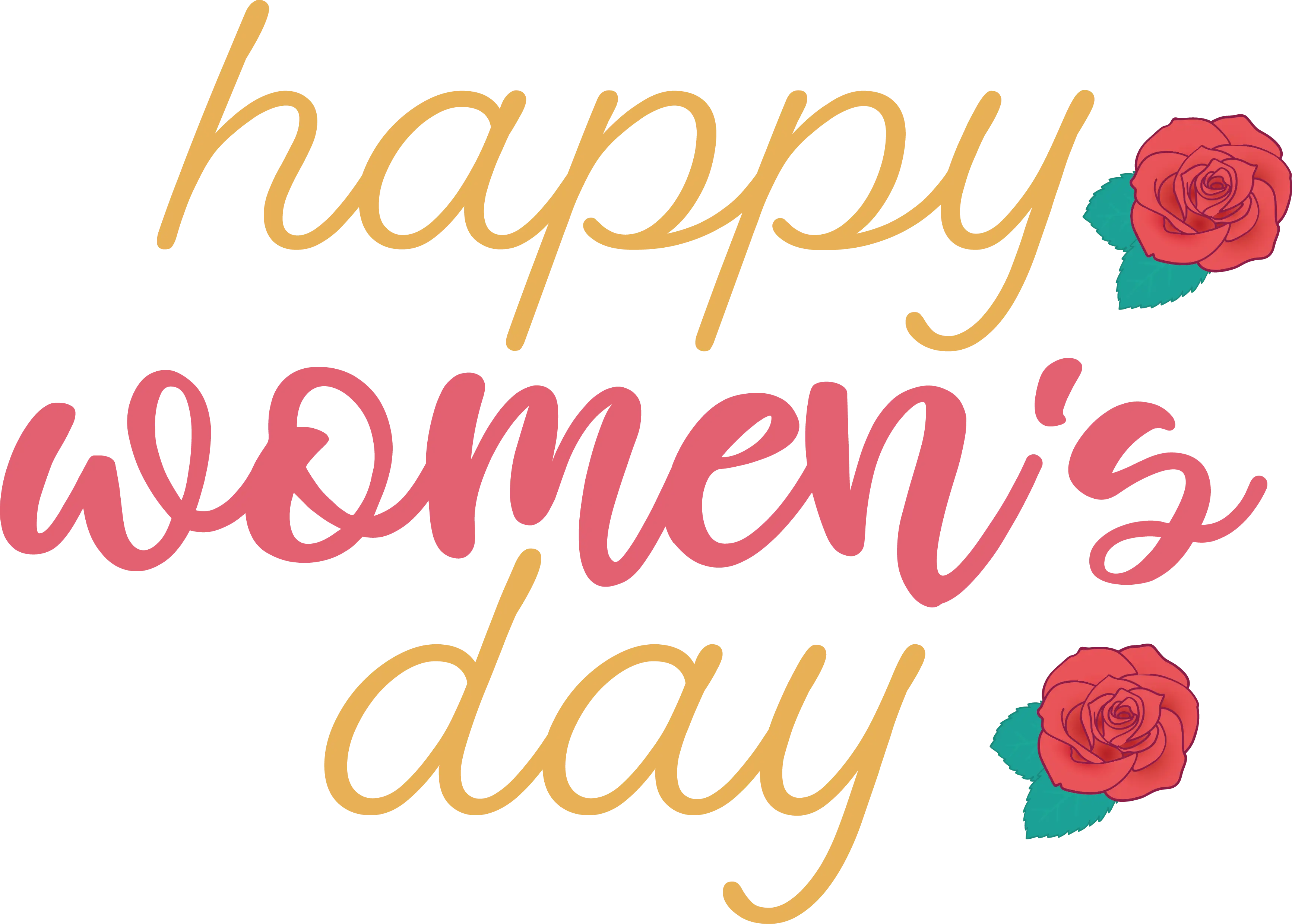 Happy Women&#039;s Day Typography with Roses