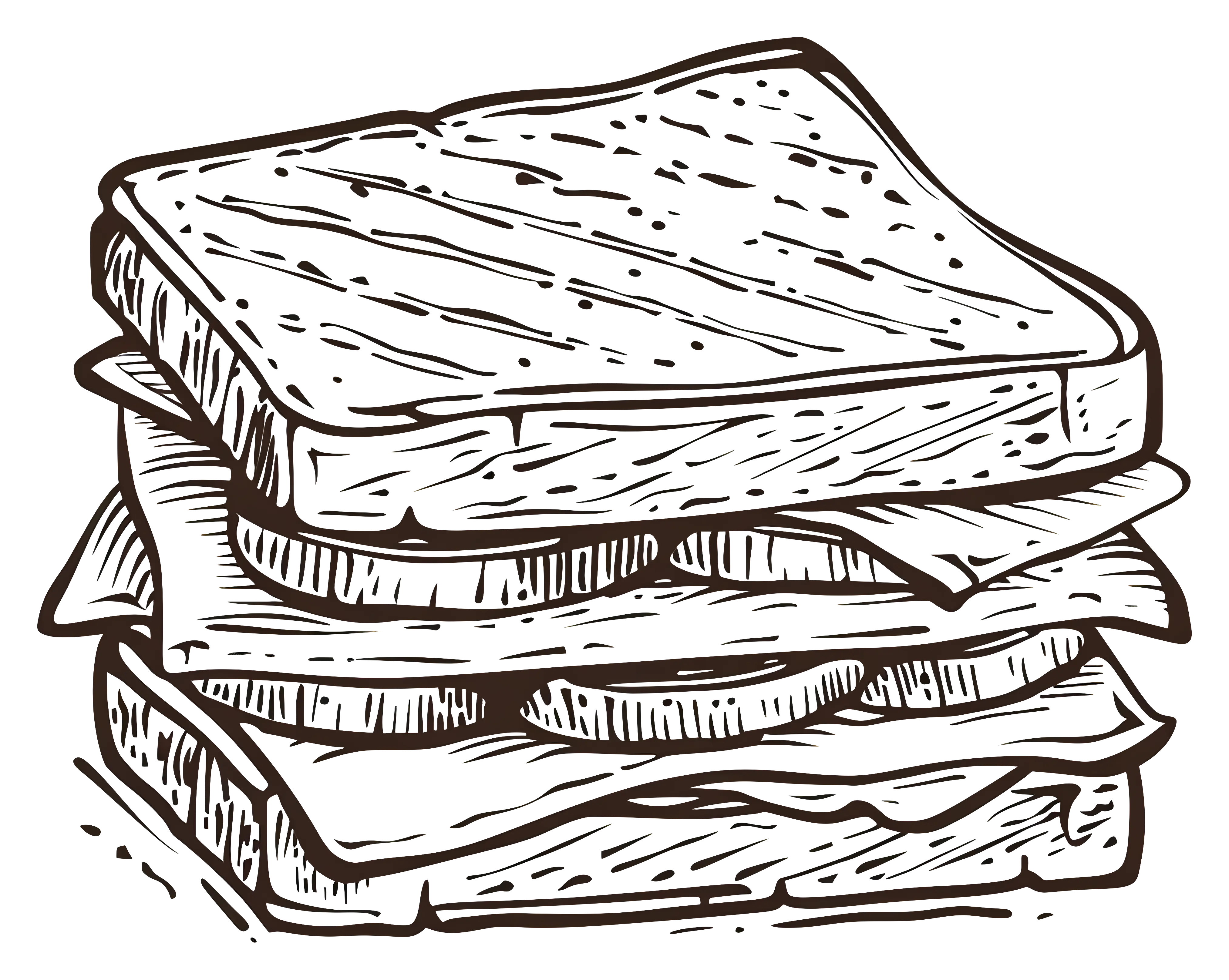 Sandwich Sketch in Black and White Style