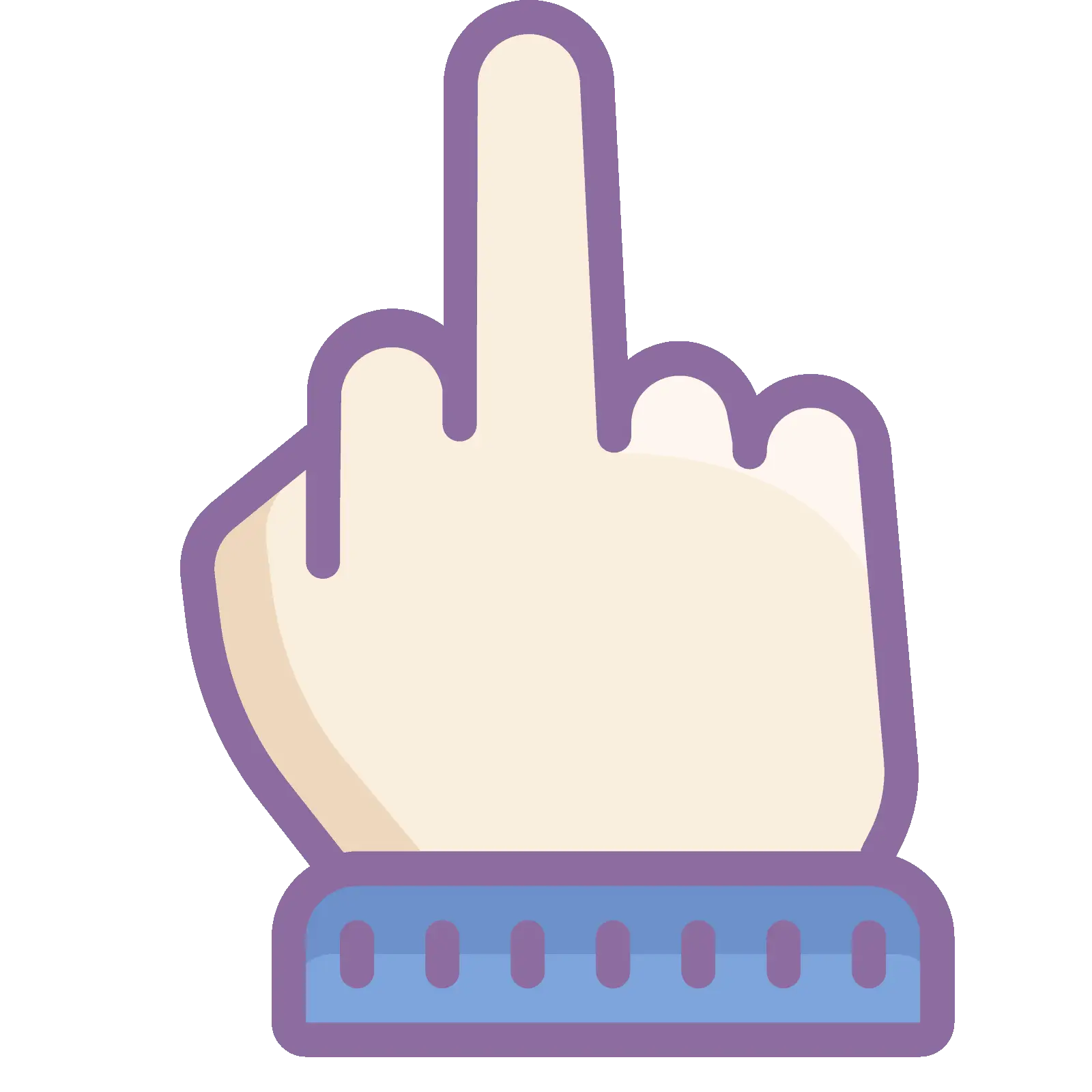 Cartoon Hand Showing Gesture with Purple Outline