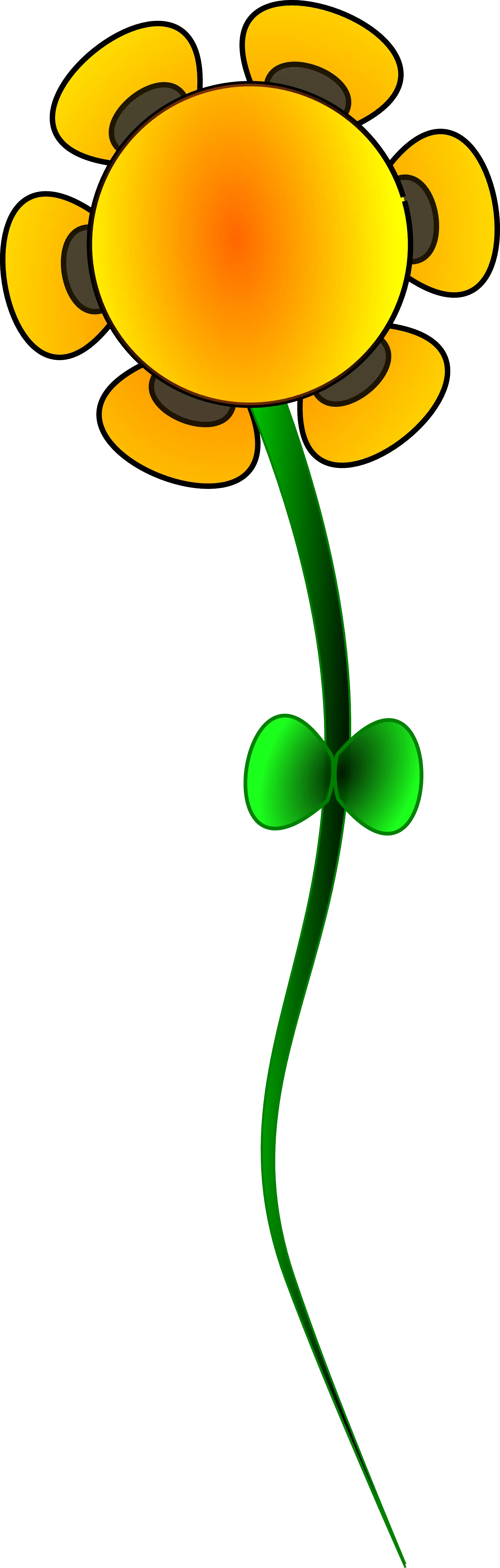 Yellow Cartoon Flower with Green Stem