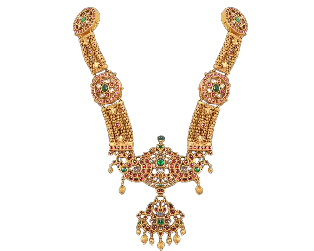 Ornate Gold Necklace with Gemstones