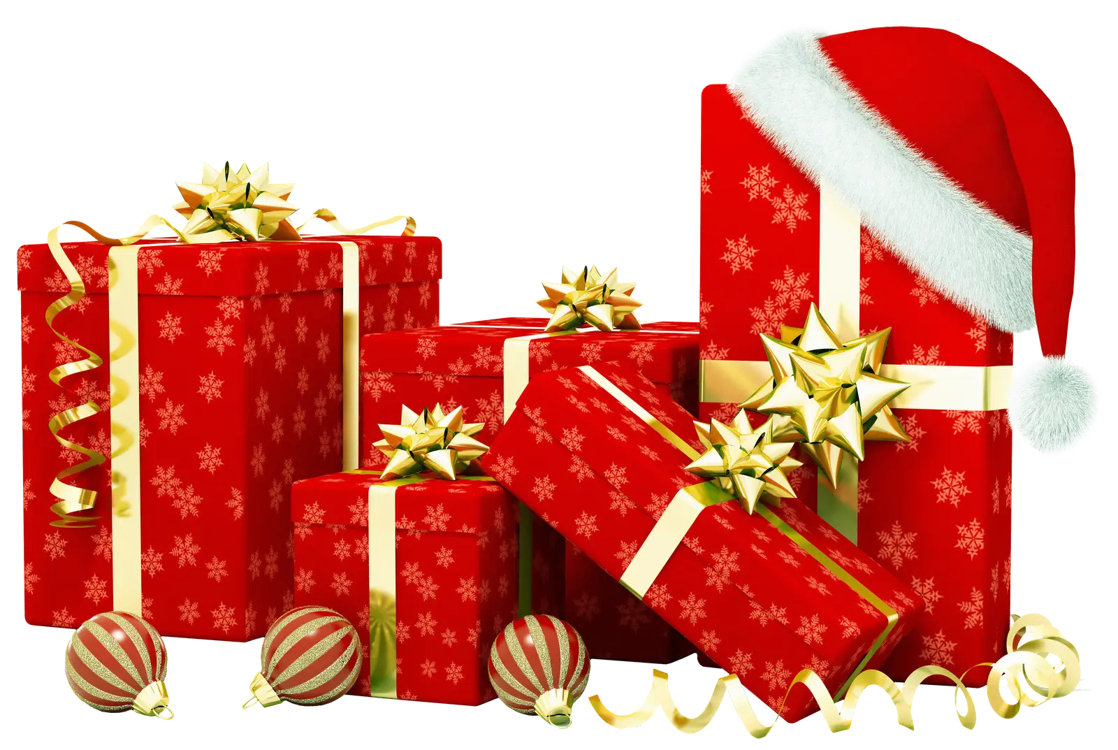 Red Christmas Gifts with Decorations