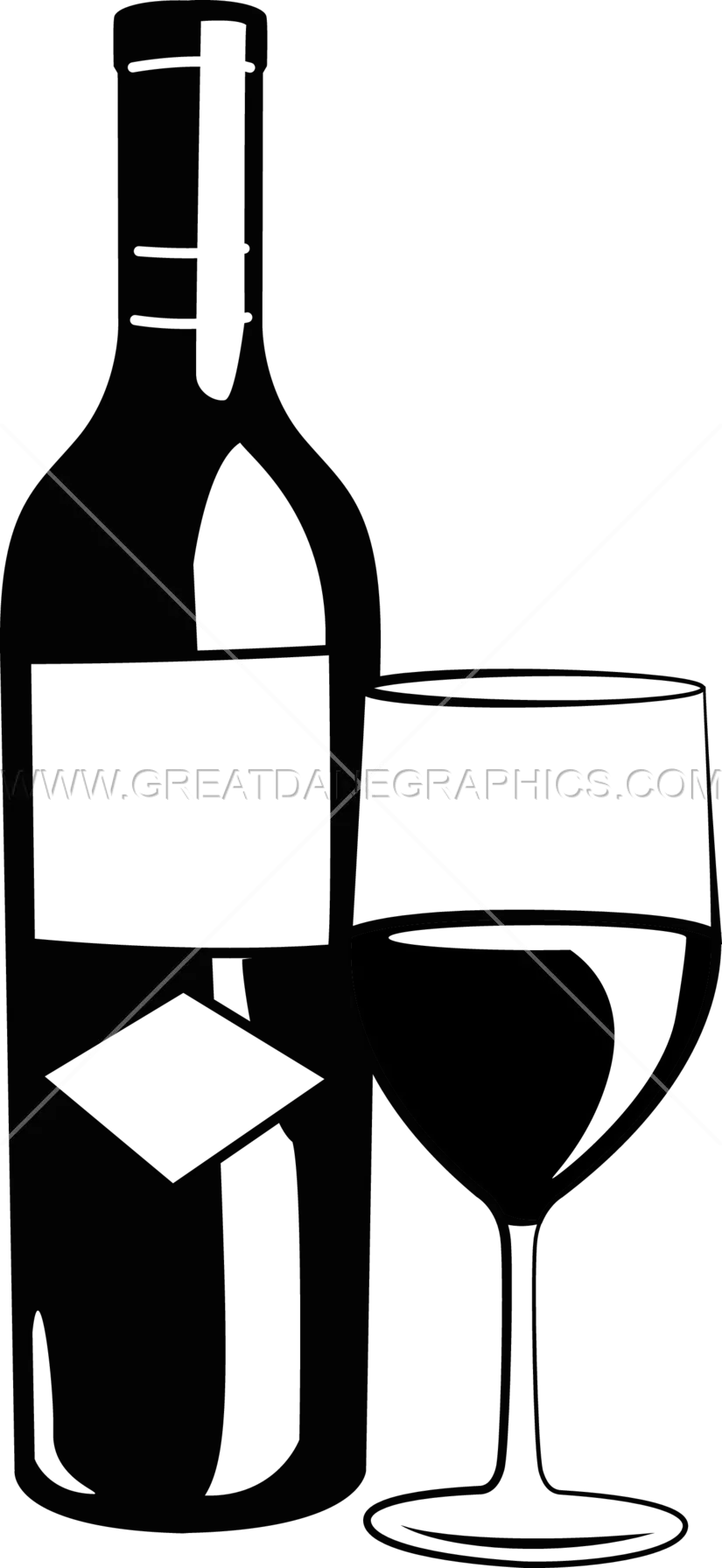 Wine Bottle and Glass Silhouette Illustration
