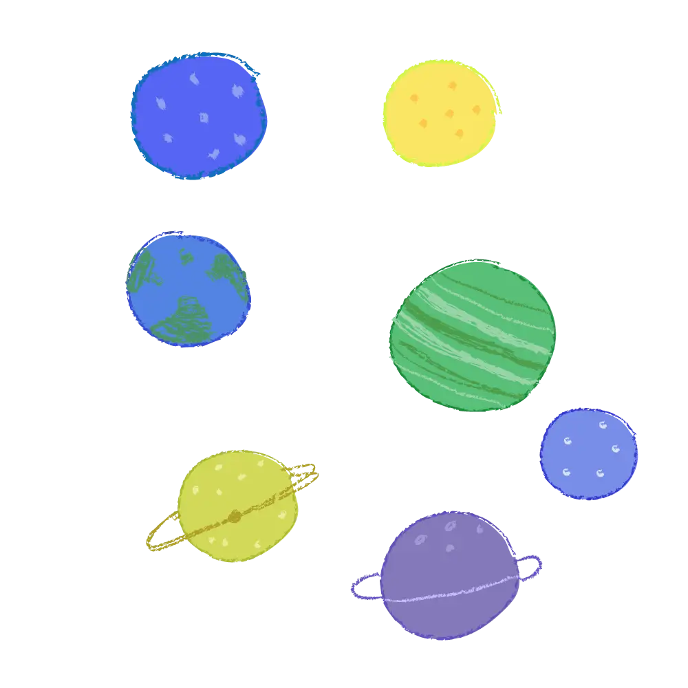 Colorful Planets in Space