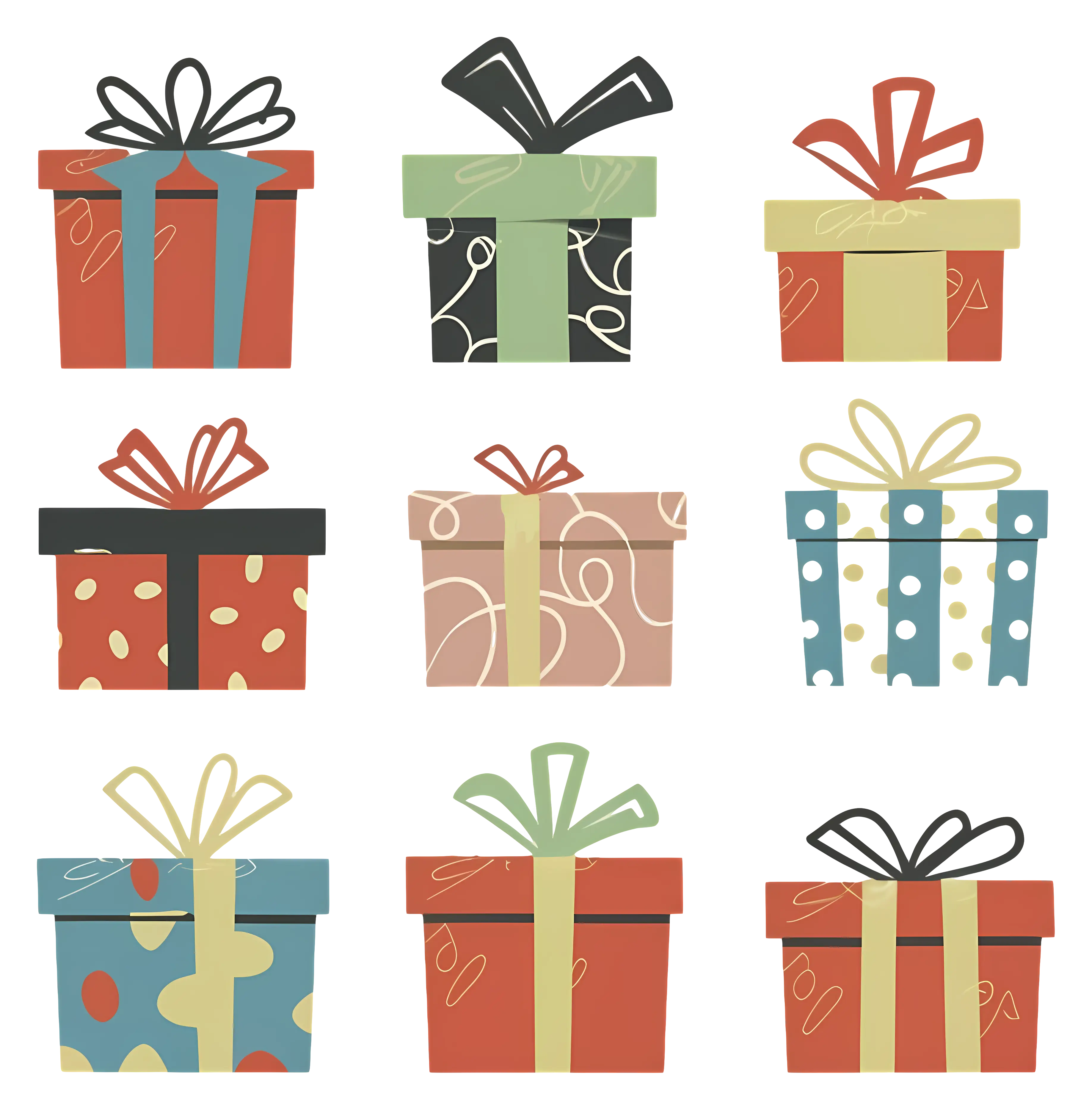 Colorful Gift Boxes with Decorative Ribbons