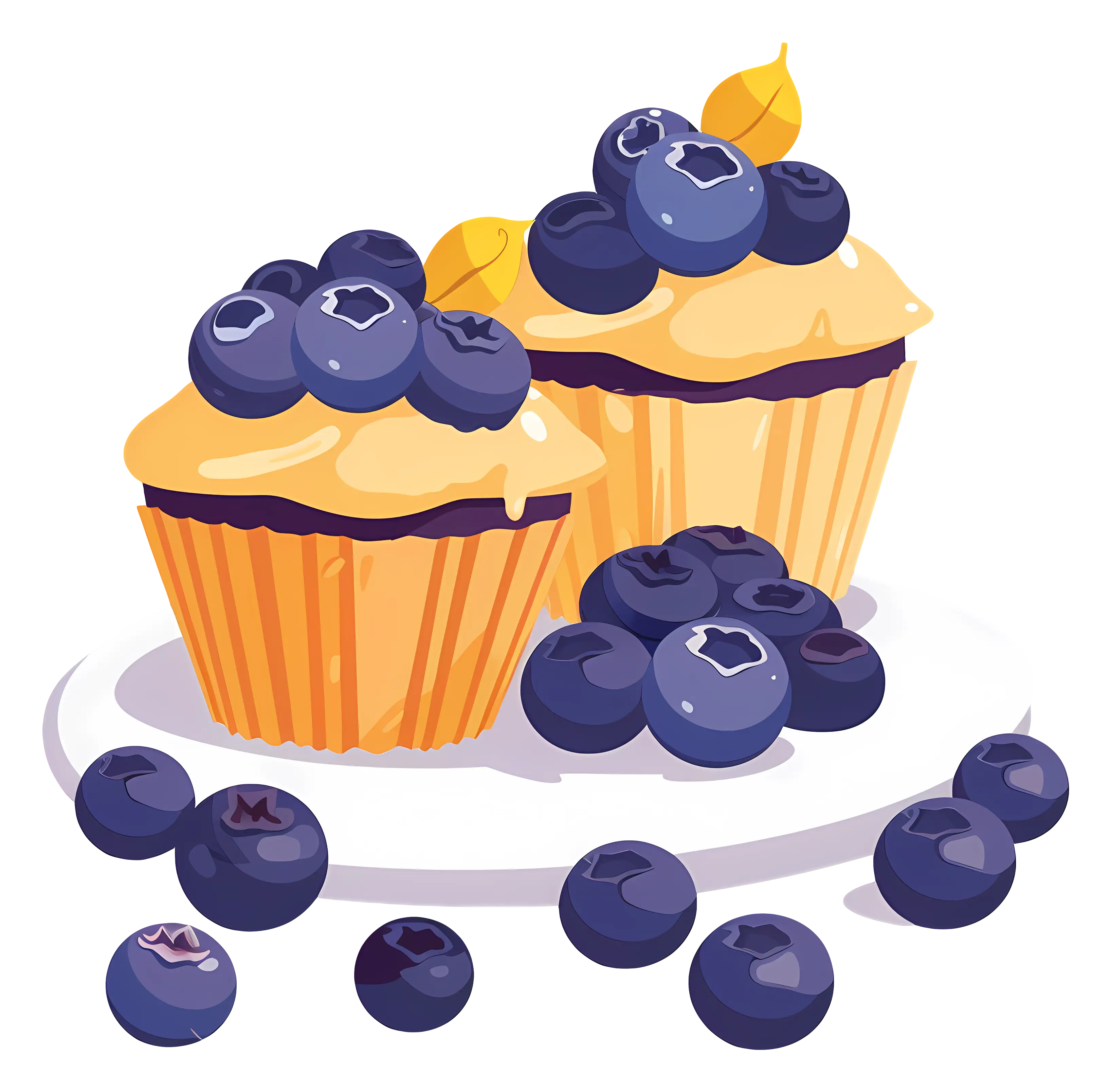 Delicious Blueberry Cupcakes Illustration