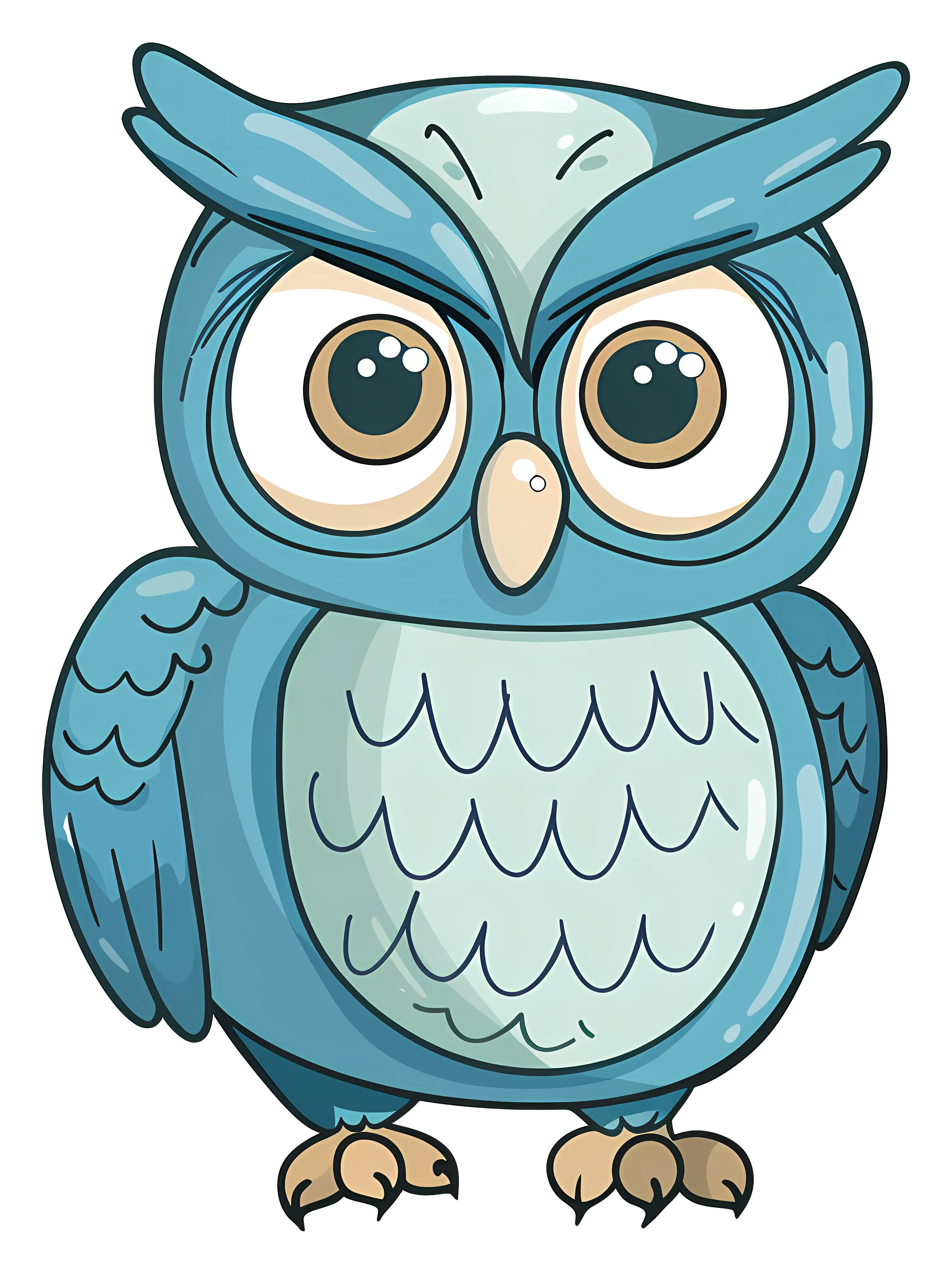 Cute Blue Owl Cartoon Illustration