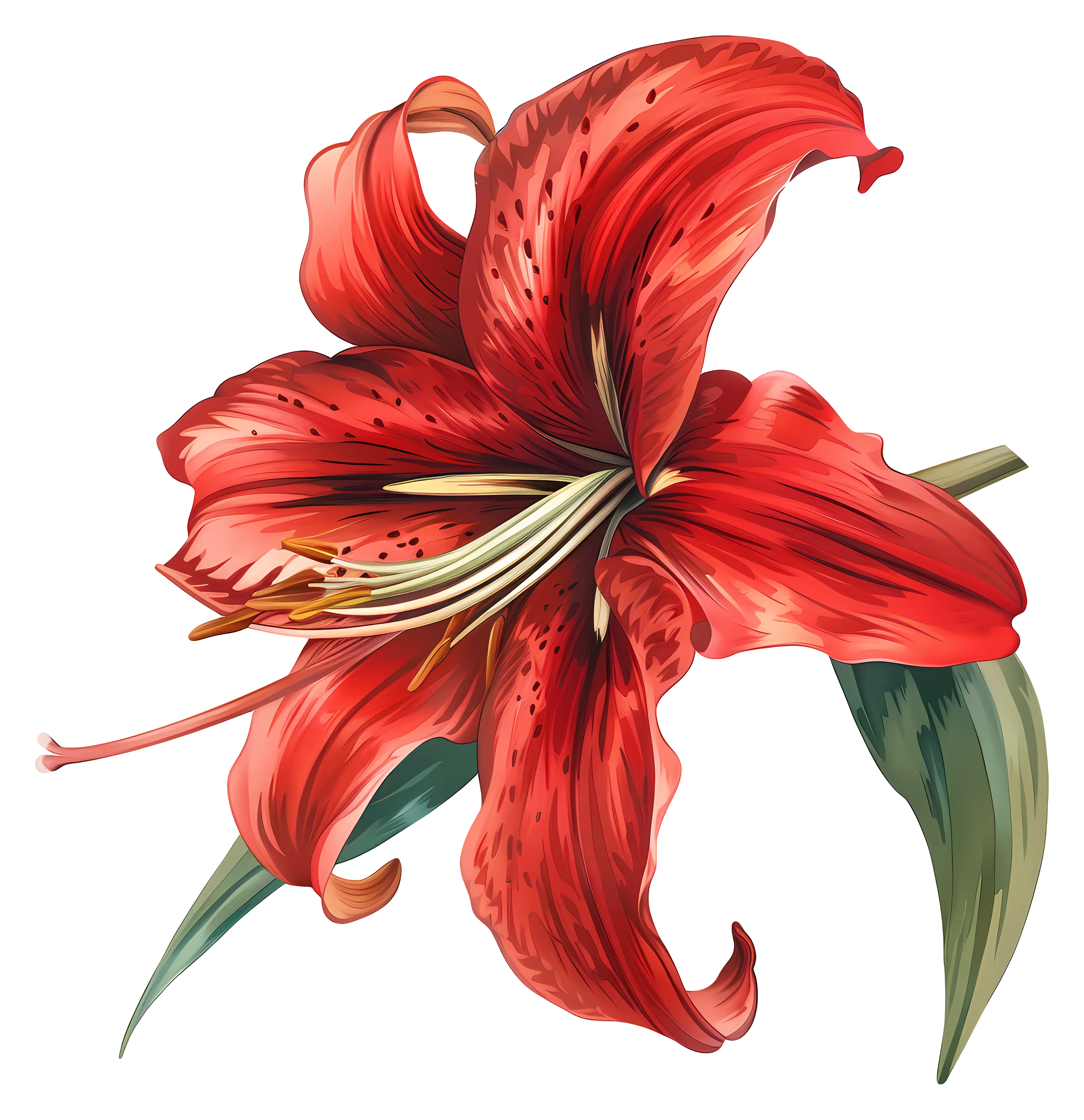 Beautiful Red Lily Flower Illustration