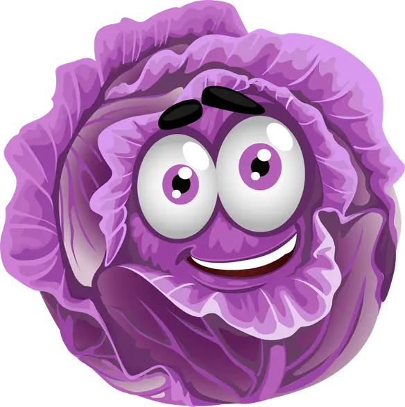 Cheerful Purple Cabbage Cartoon Illustration