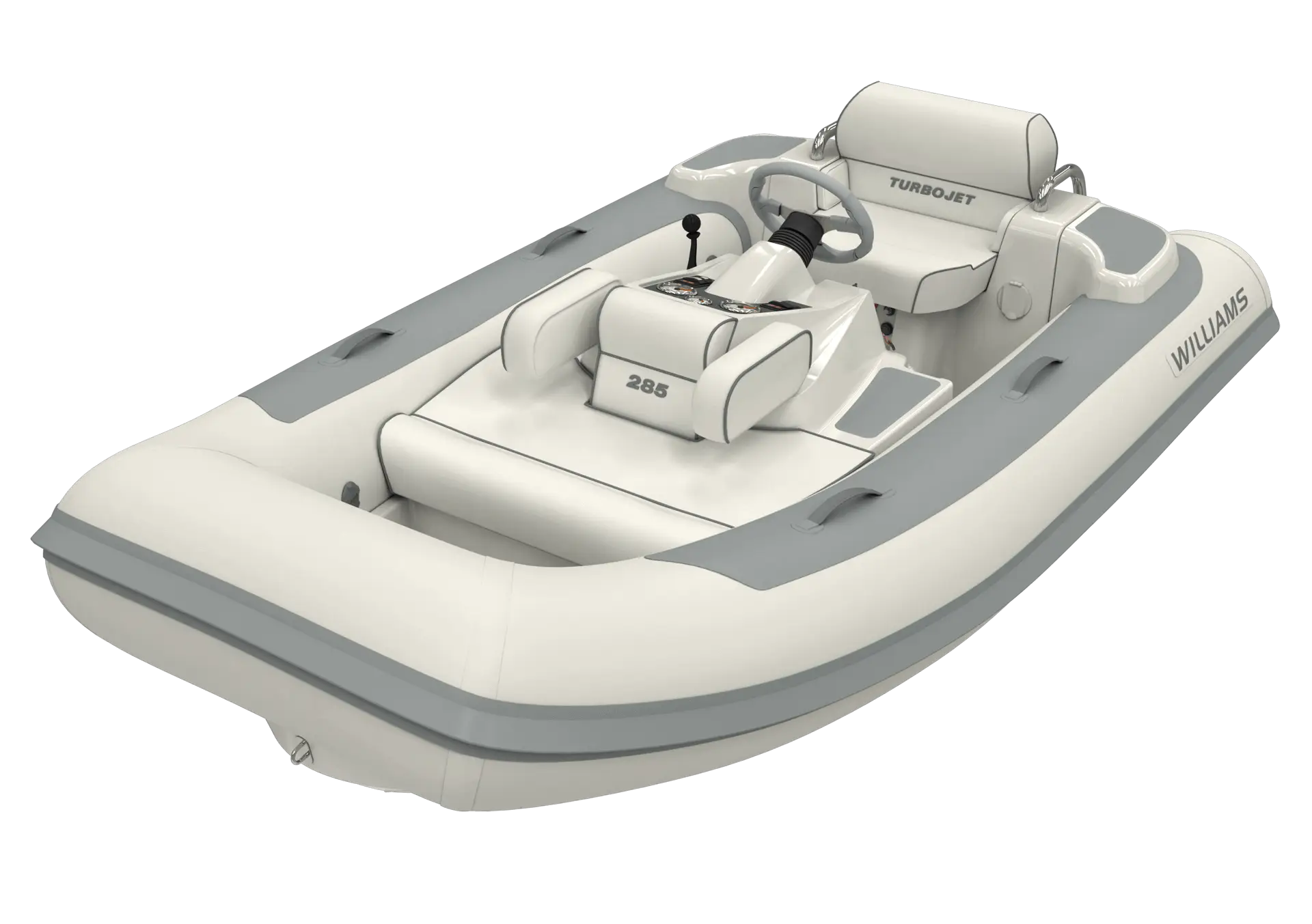 Gray and White Inflatable Motorboat