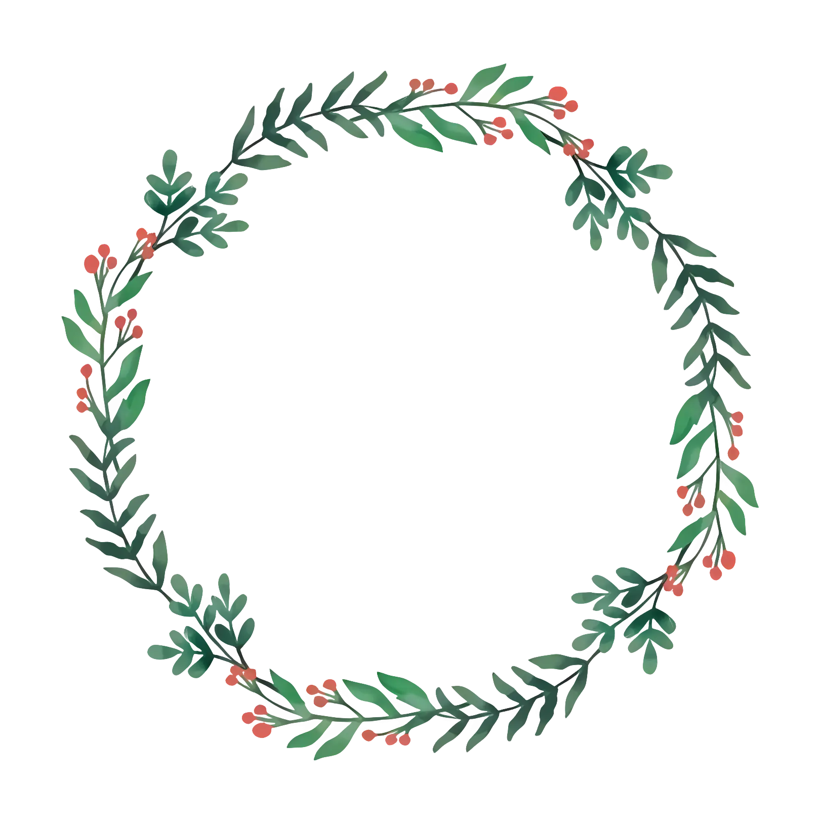Leafy Wreath with Red Berries Decoration