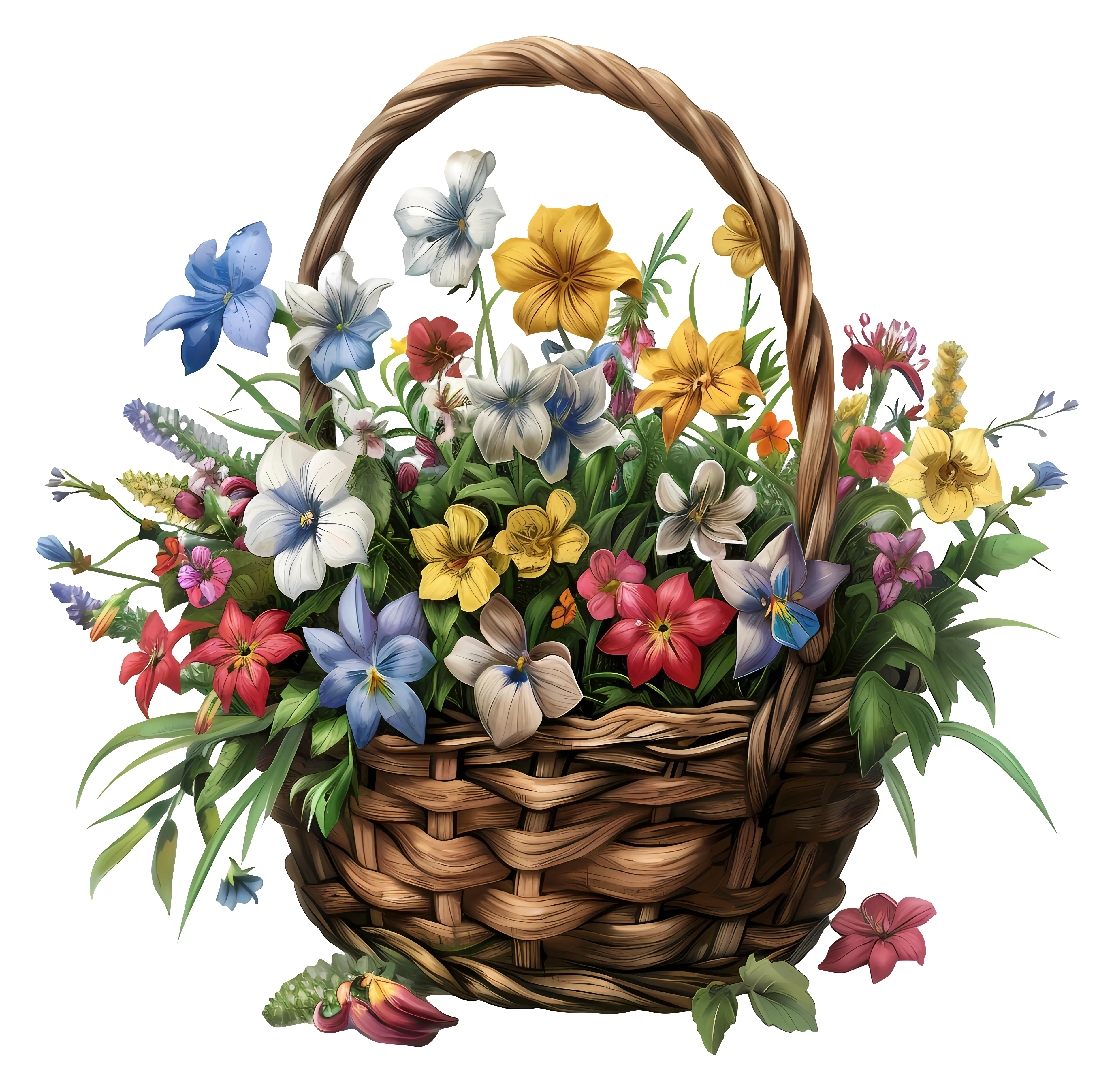 Vibrant Floral Basket Illustration