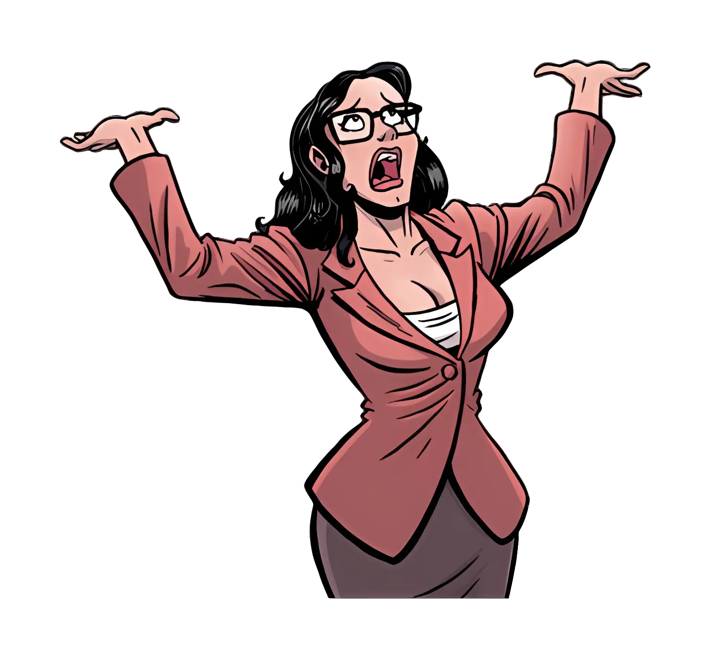 Comic Woman with Surprised Expression