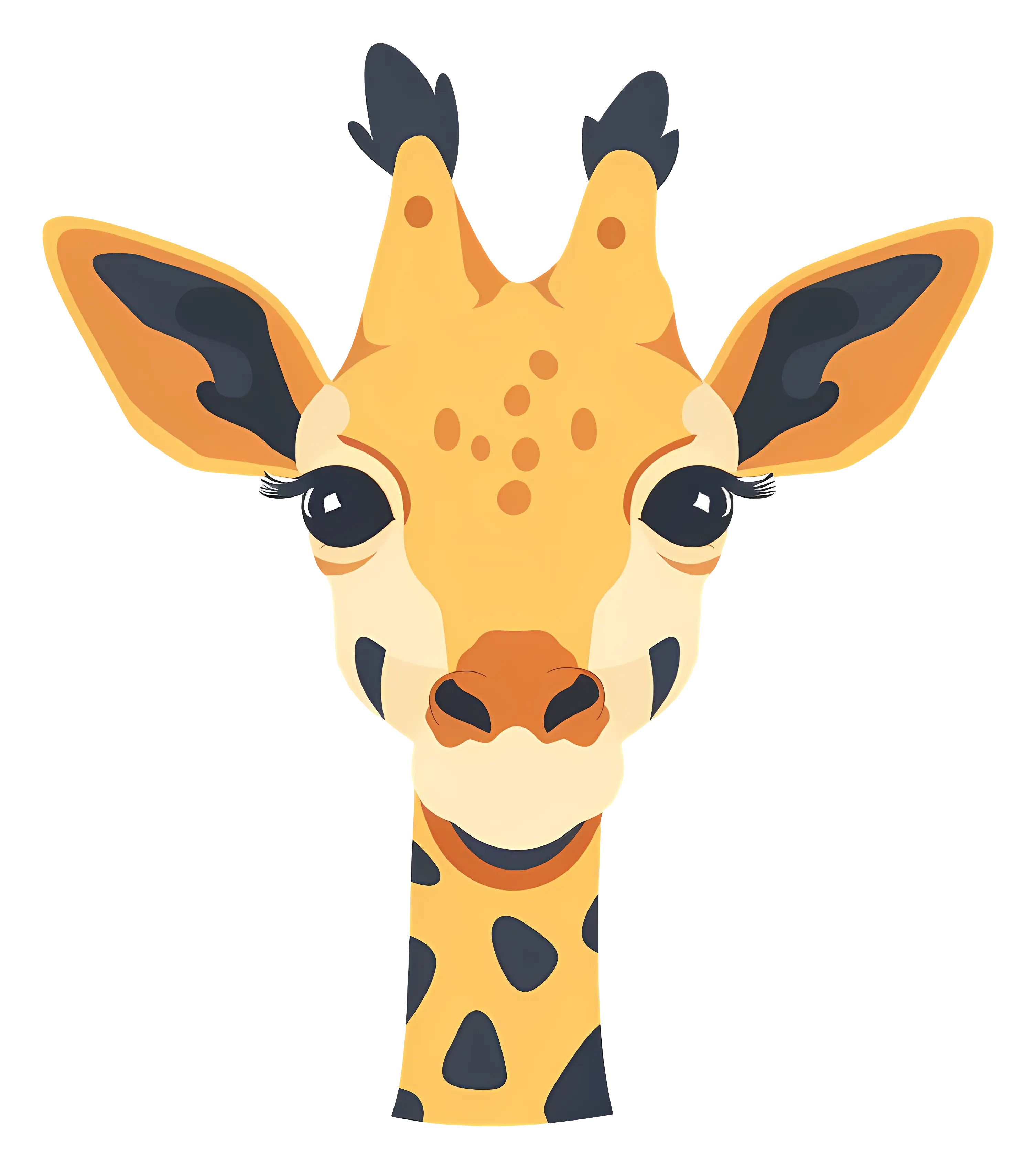 Cute Giraffe Cartoon Head Illustration