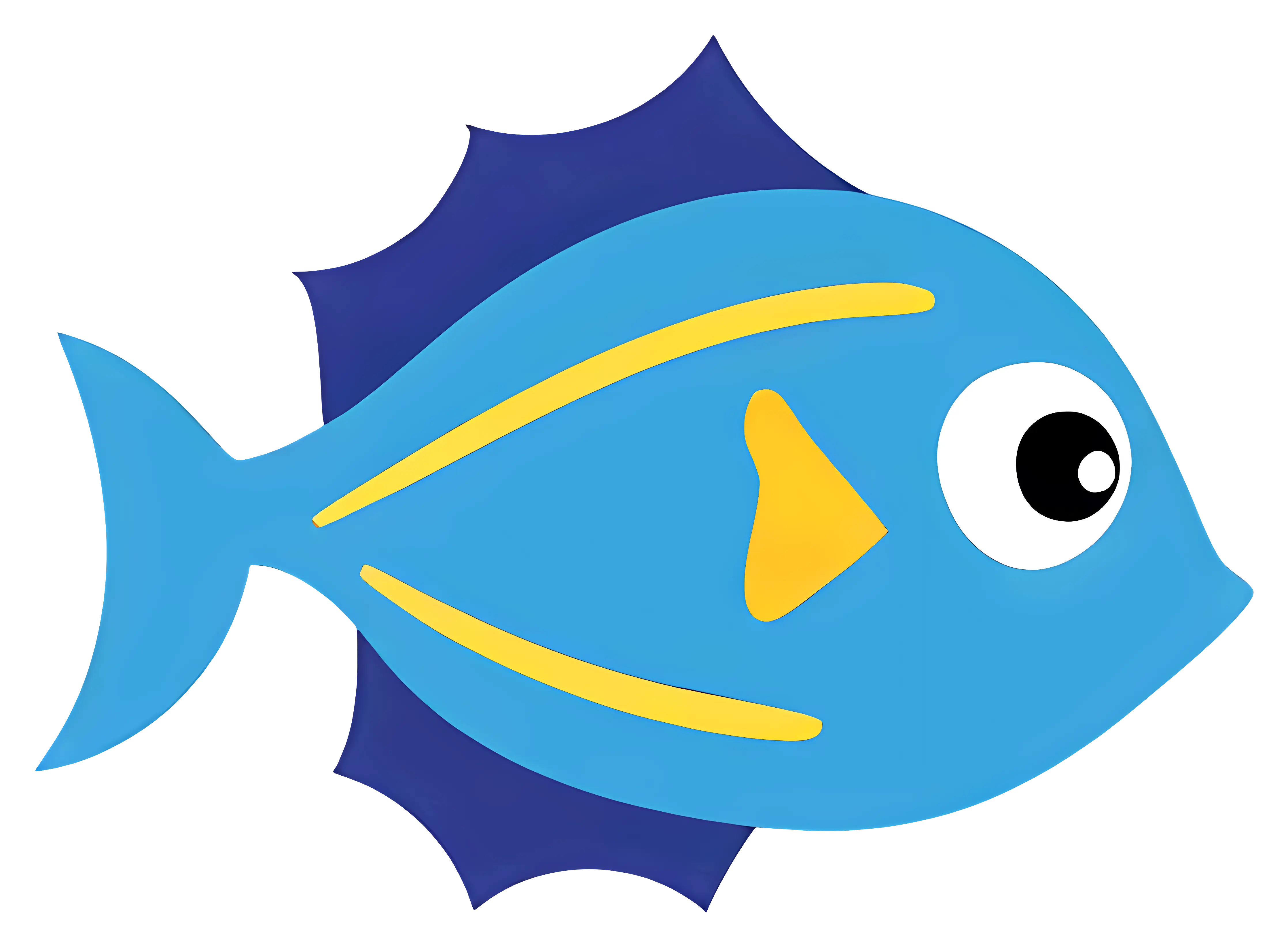 Cartoon Blue Fish Illustration for Designs