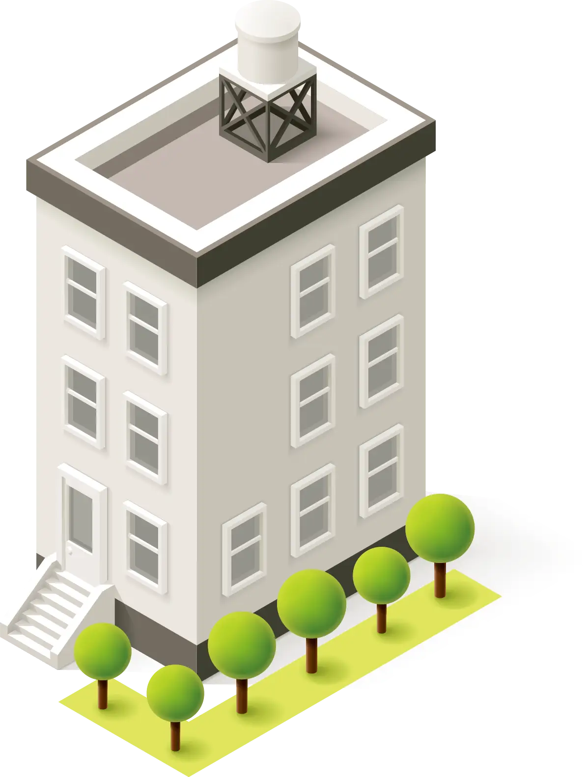 Apartment Building with Trees