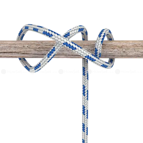Blue and White Rope Knot Tied on Wood